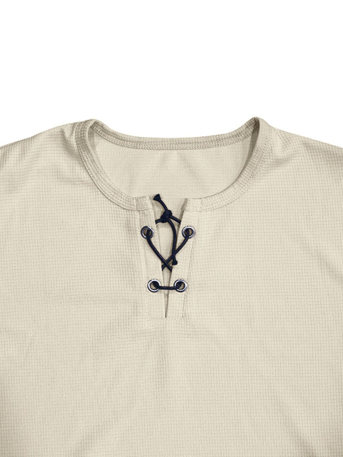 Men's Full Size Lace-Up Neck T-Shirt Plus Size