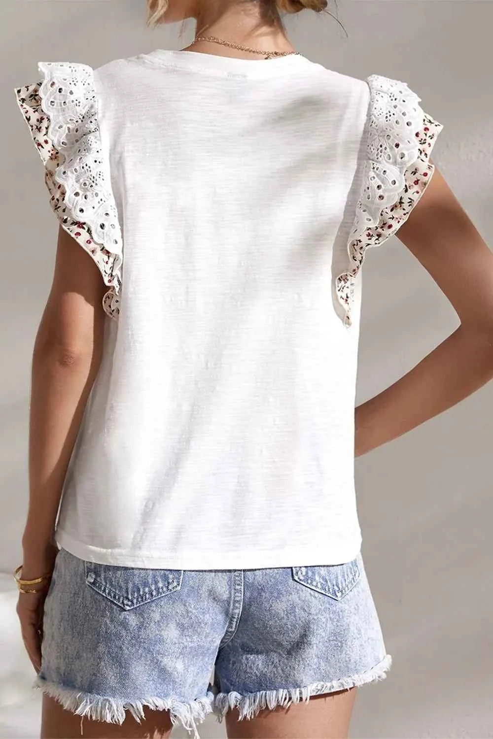 Oh Full Size Ruffled Round Neck Cap Sleeve Top Plus Size