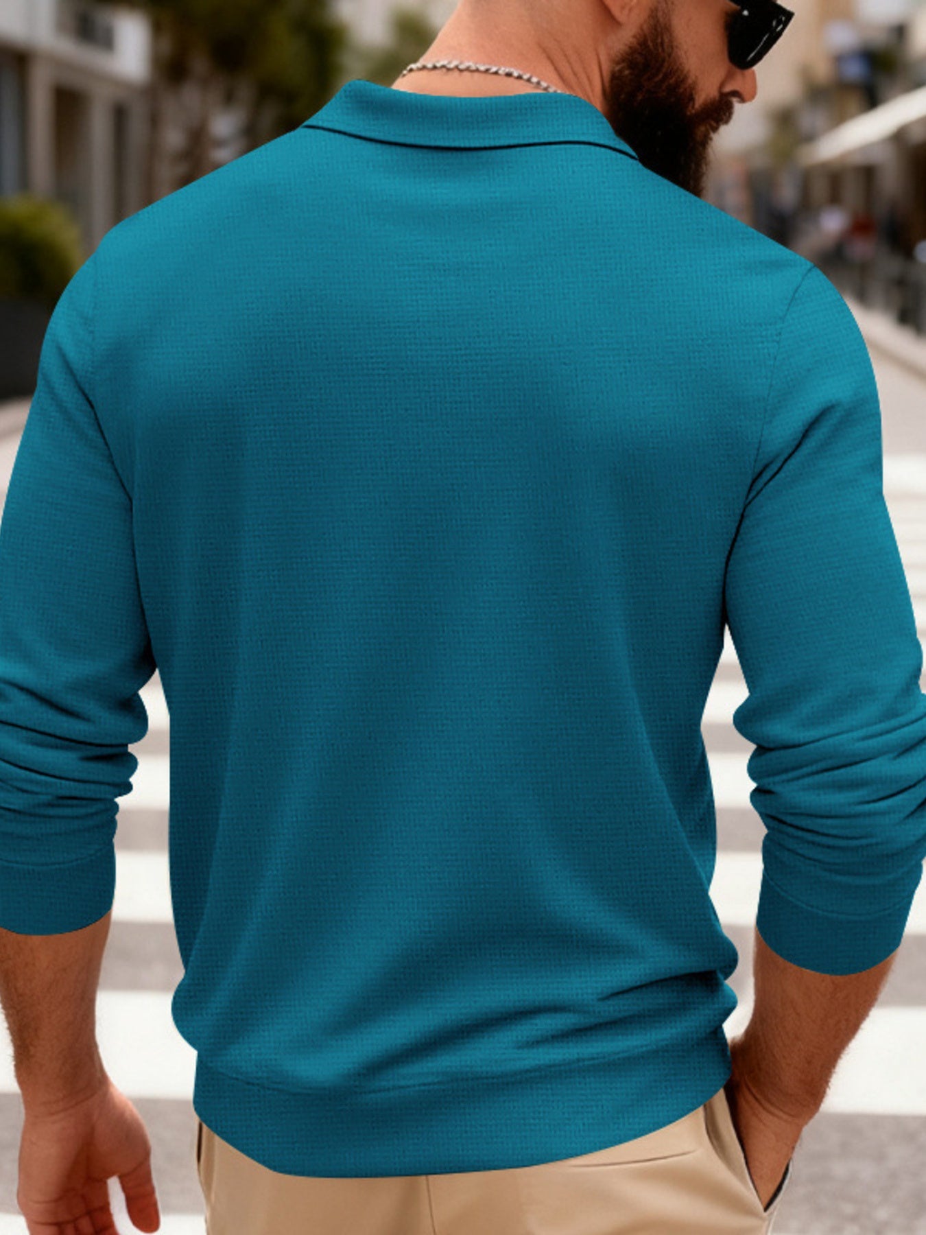 Men's Full Size Slim Fit Long Sleeve Polo Plus Size