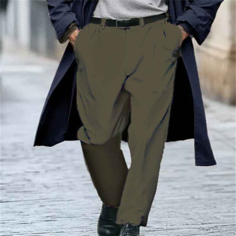 Men's Straight-Leg Formal Suit Trousers