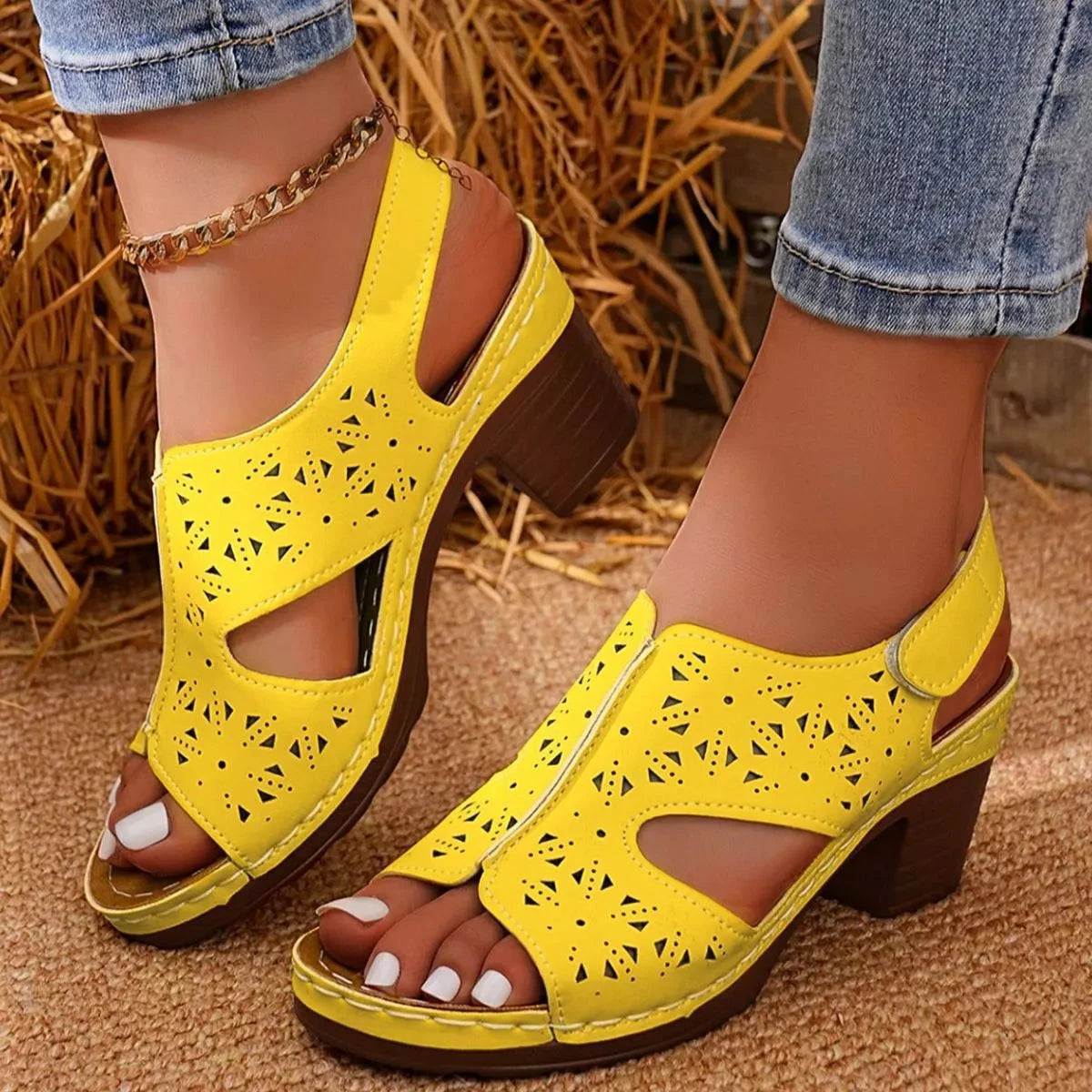 Open Toe Block Heels Sandals