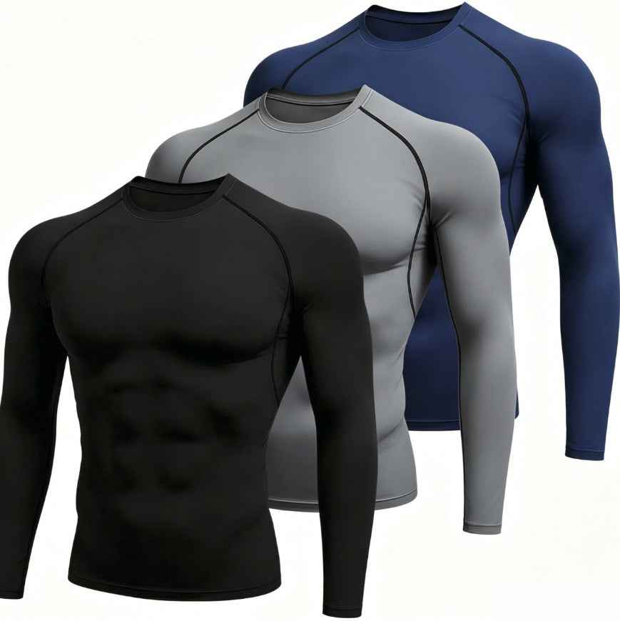 European-size Mens Tight-fitting Long-sleeve Sportswear For Running And Fitness