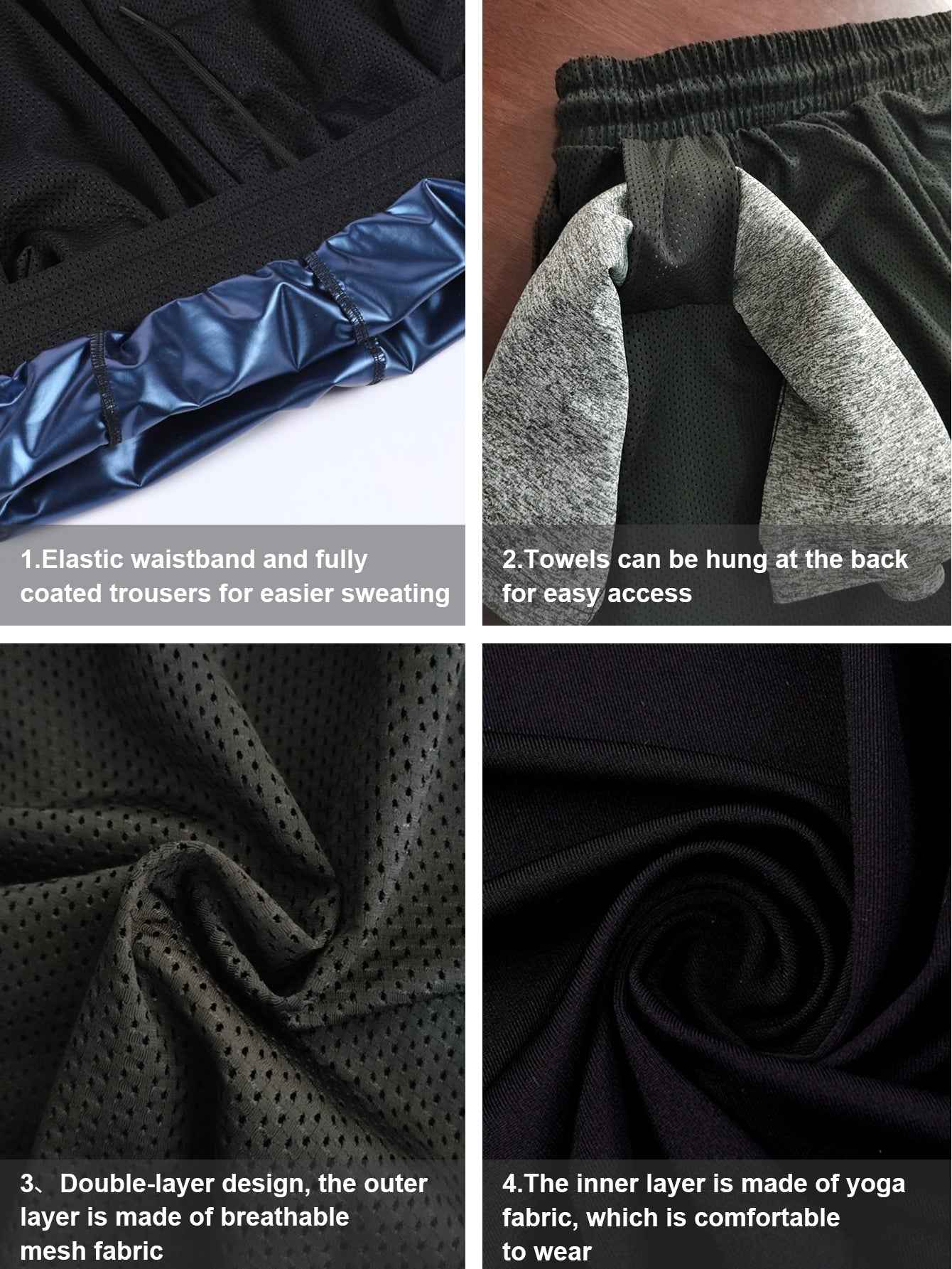 Men's 2-in-1 Sauna Sweat Shorts with Compression Liner