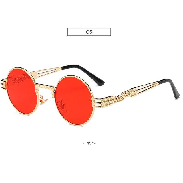 Spring Leg Round Frame Sunglasses - Amaryllisstores