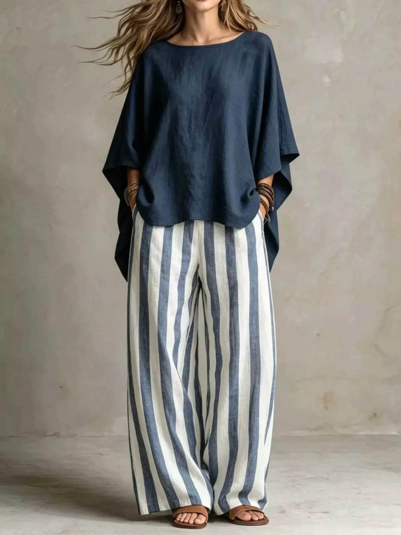 Full Size Solid Color Top and Pants Set Plus Size