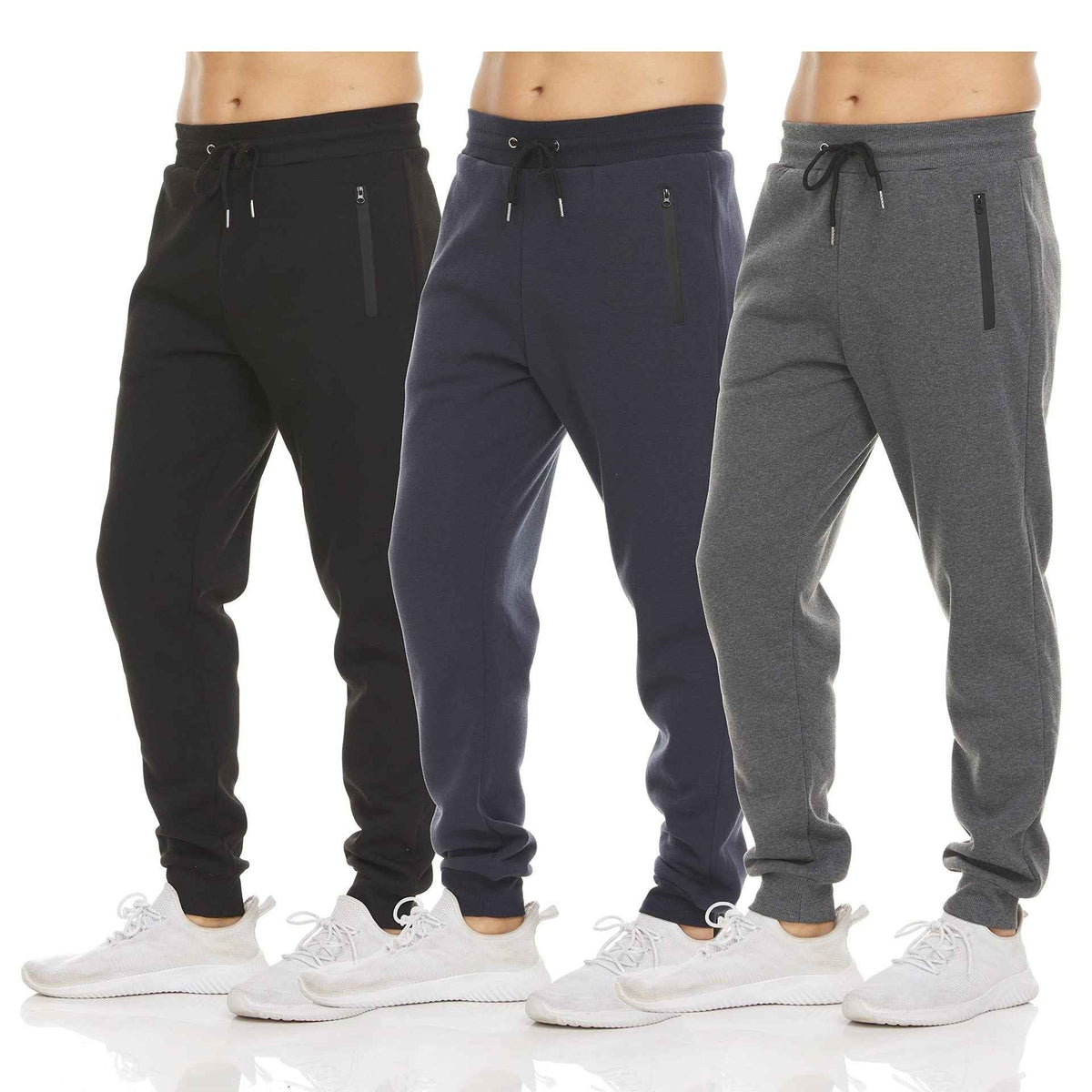 Men's Slim-Fit Fleece Sweatpants with Zip Ankle Cuffs