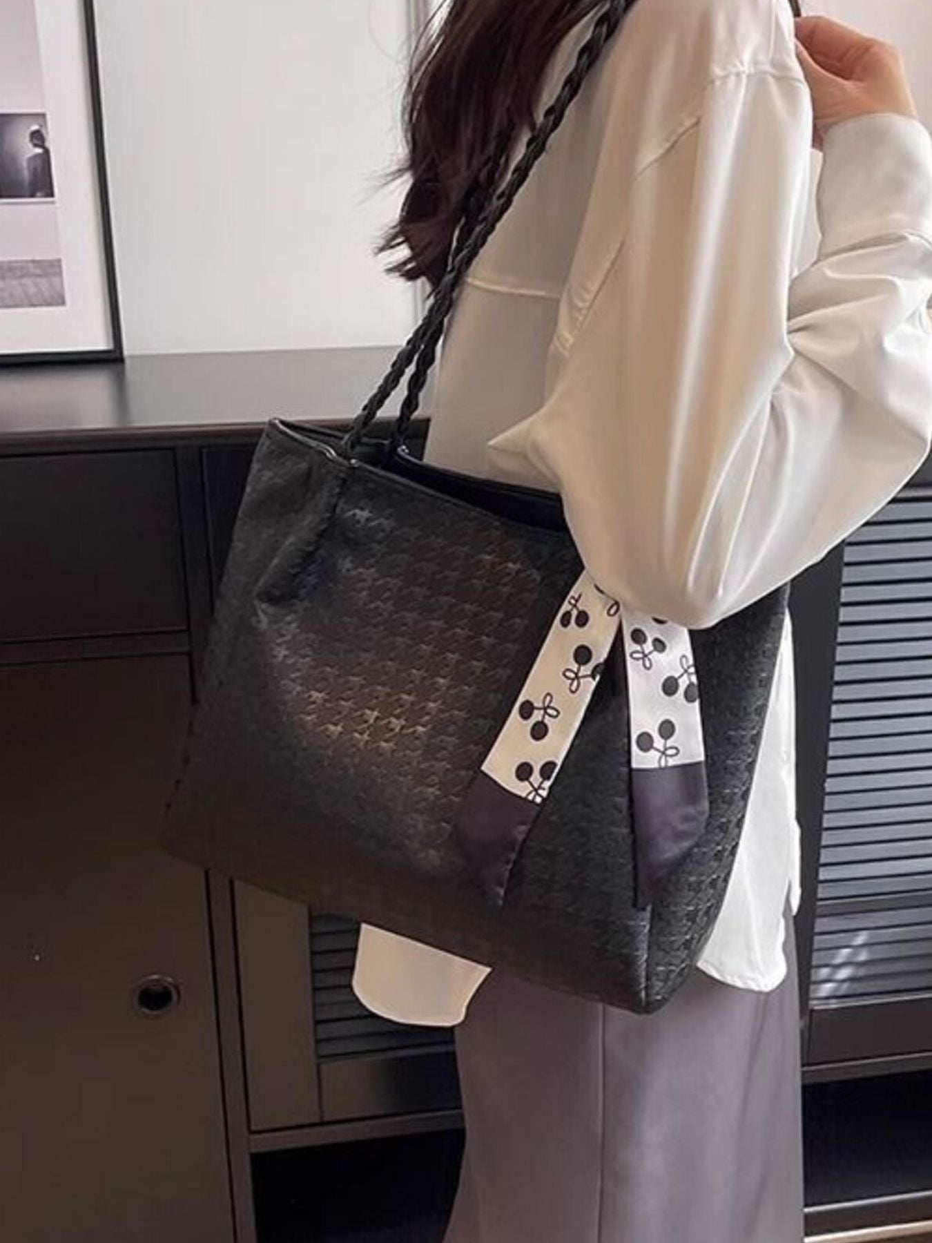 Braided Handle Tote Bag. Braided Handle Tote Bag