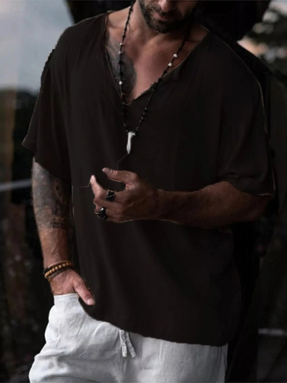 Men's Full Size Casual Loose Short Sleeve Blouse Plus Size