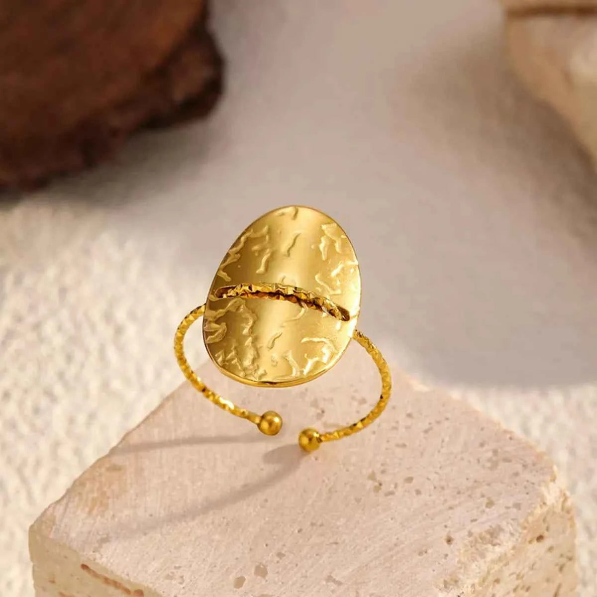 Hammered Disc Open Ring