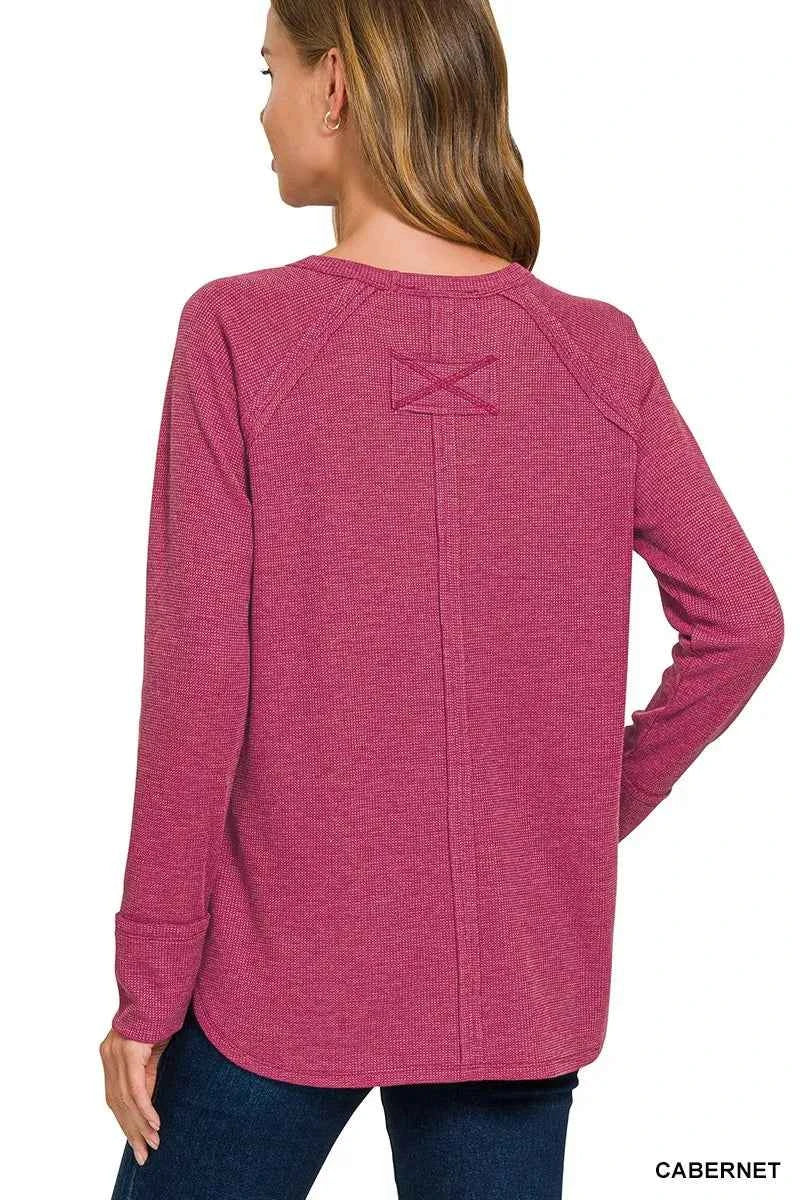 Zenana Baby Waffle Long Sleeve Top