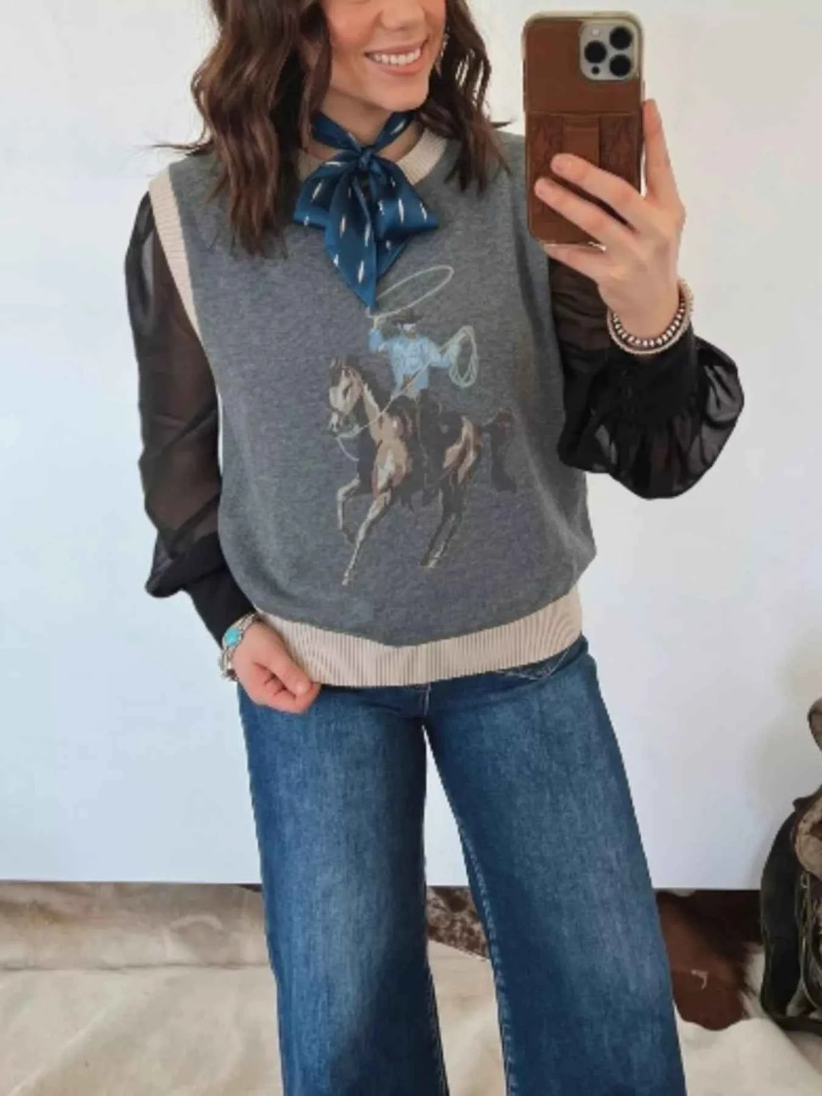 Western Graphic Knit Vest