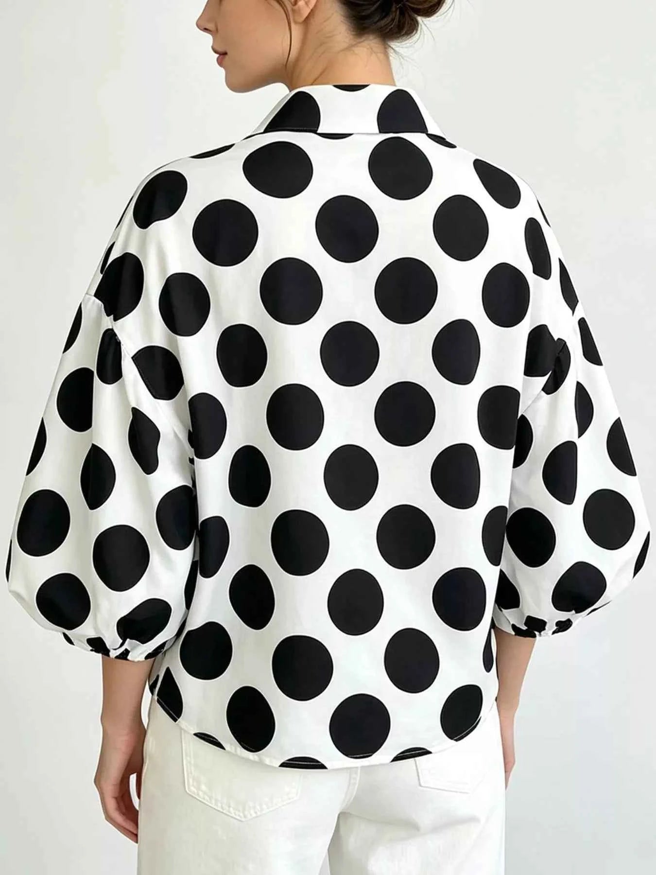 Polka Dot Puff Sleeve Shirt
