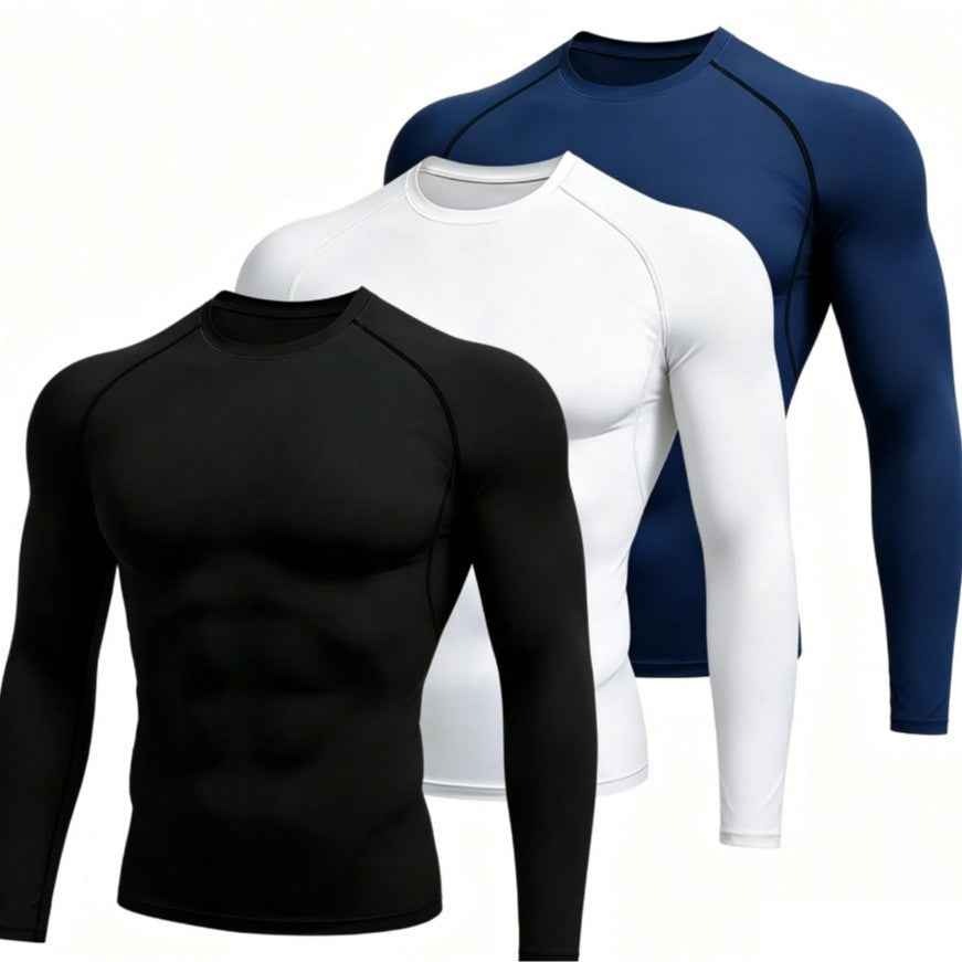 European-size Mens Tight-fitting Long-sleeve Sportswear For Running And Fitness