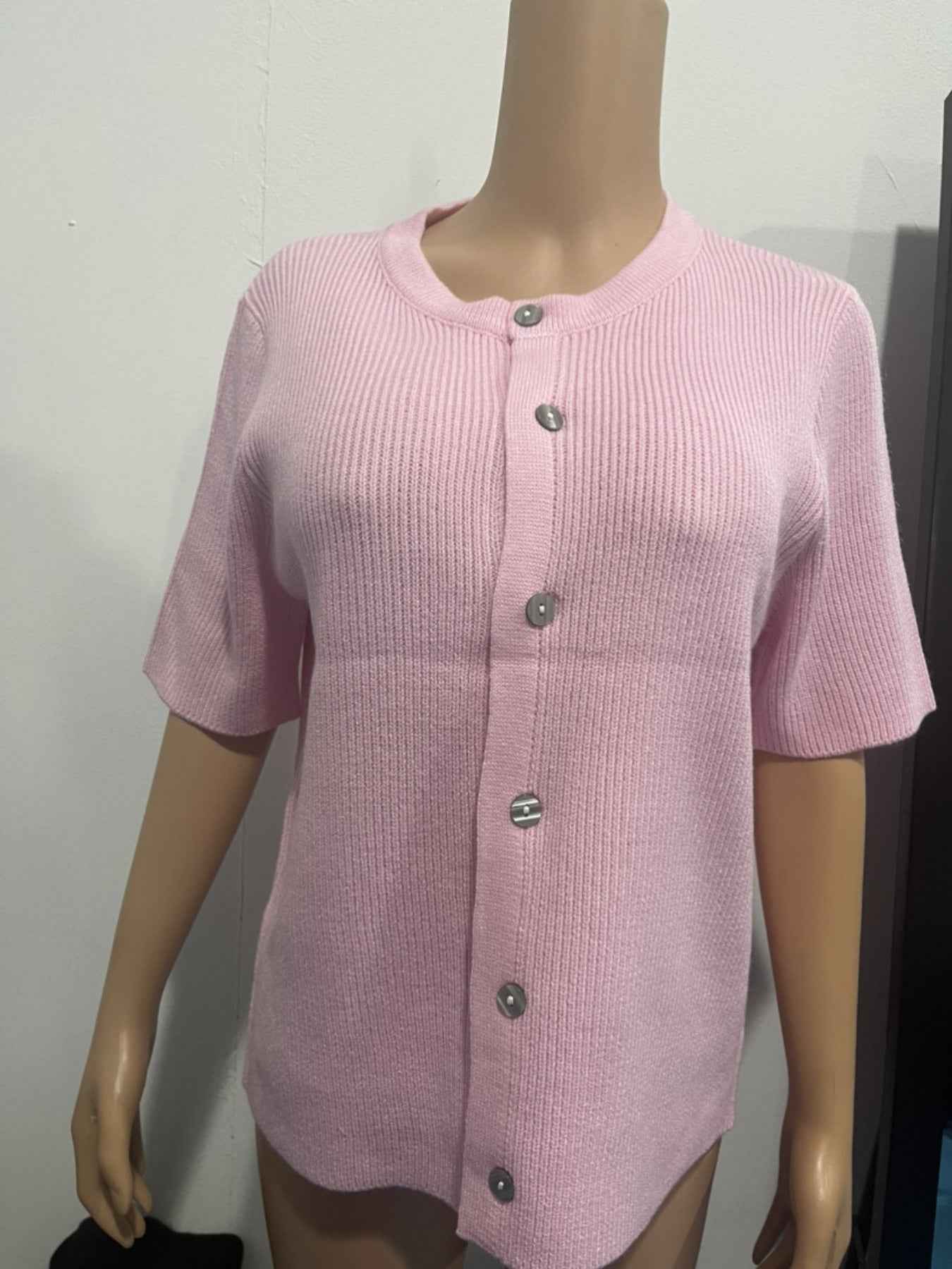 Short Sleeve Button-Down Cardigan