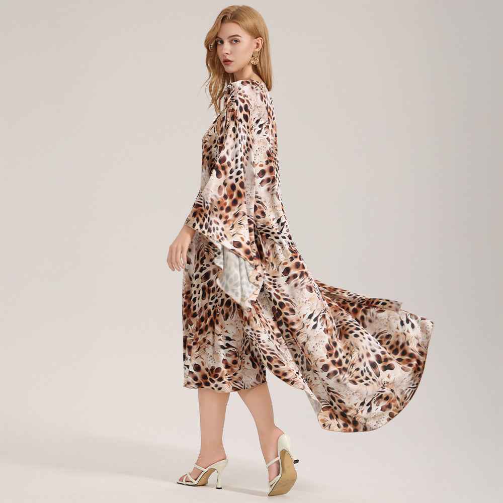 Elegant Printed Satin Chiffon Camisole Robe SpringSummer Two-Piece Set