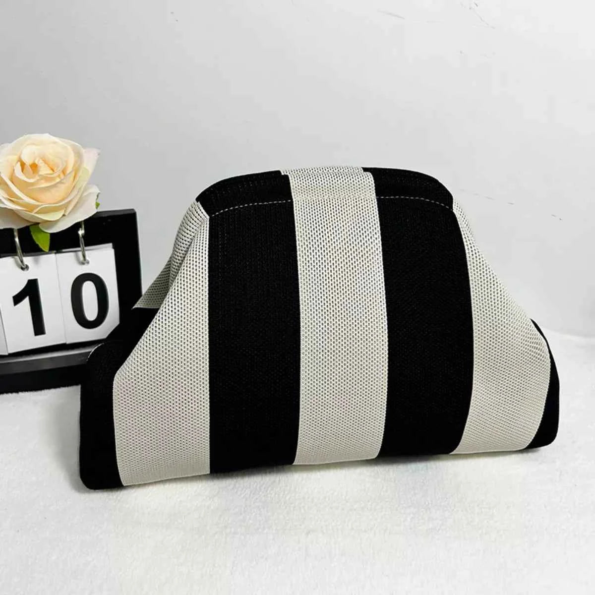 Portable Contrast Knit Clutch