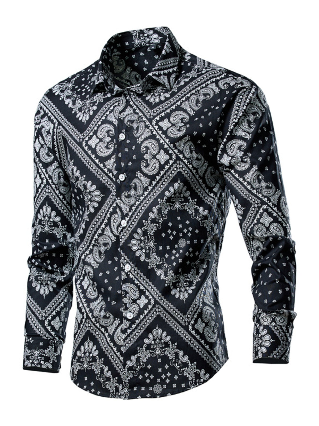 Men's Plus Size Tropical Leaf Print Button-Down Shirt