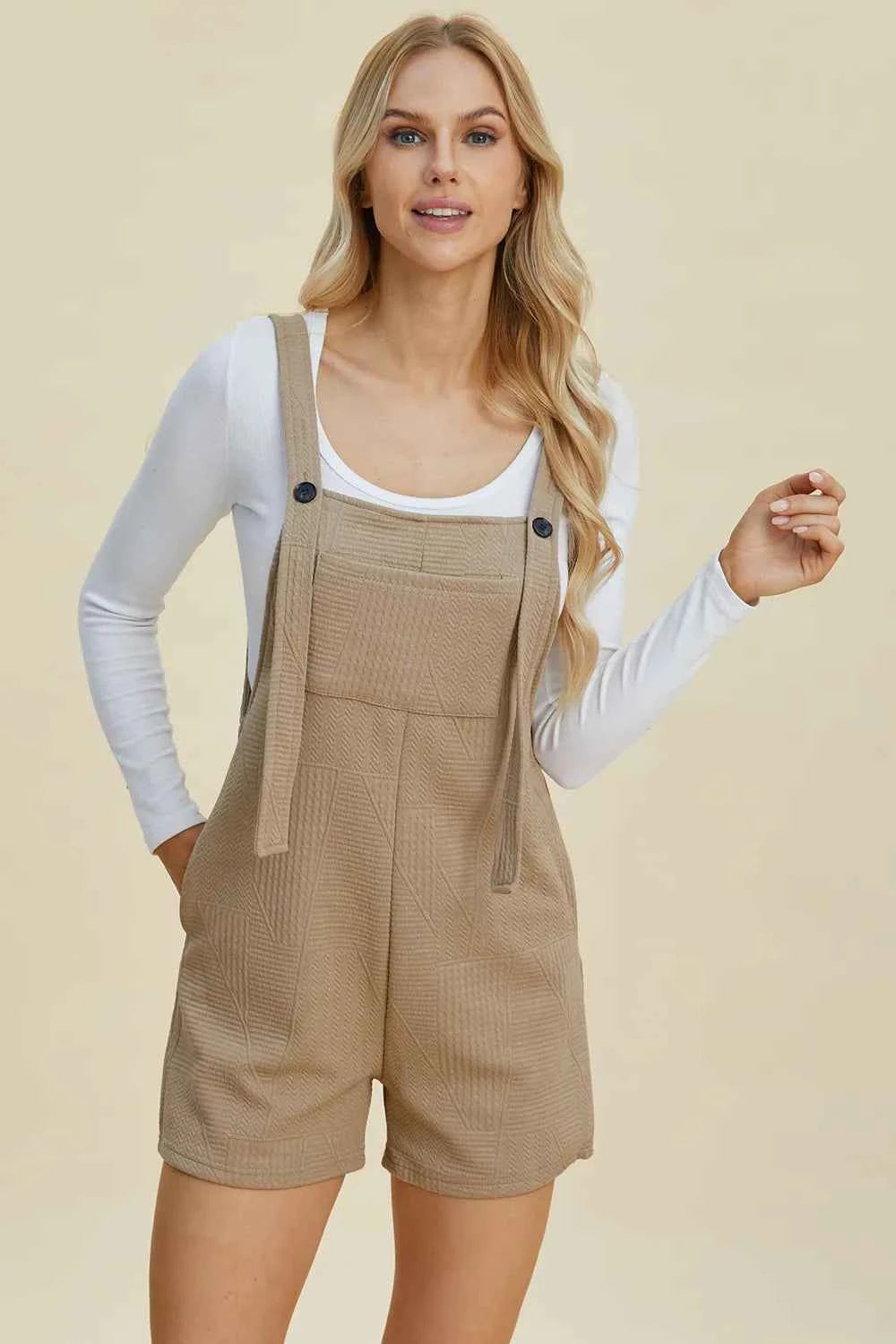 Double Take Textured Sleeveless Romper