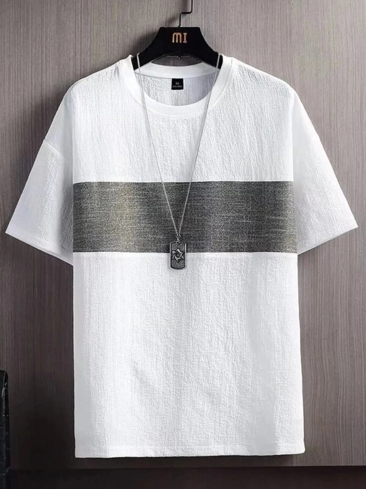 Men's Plus Size Textured Round Neck T-Shirt