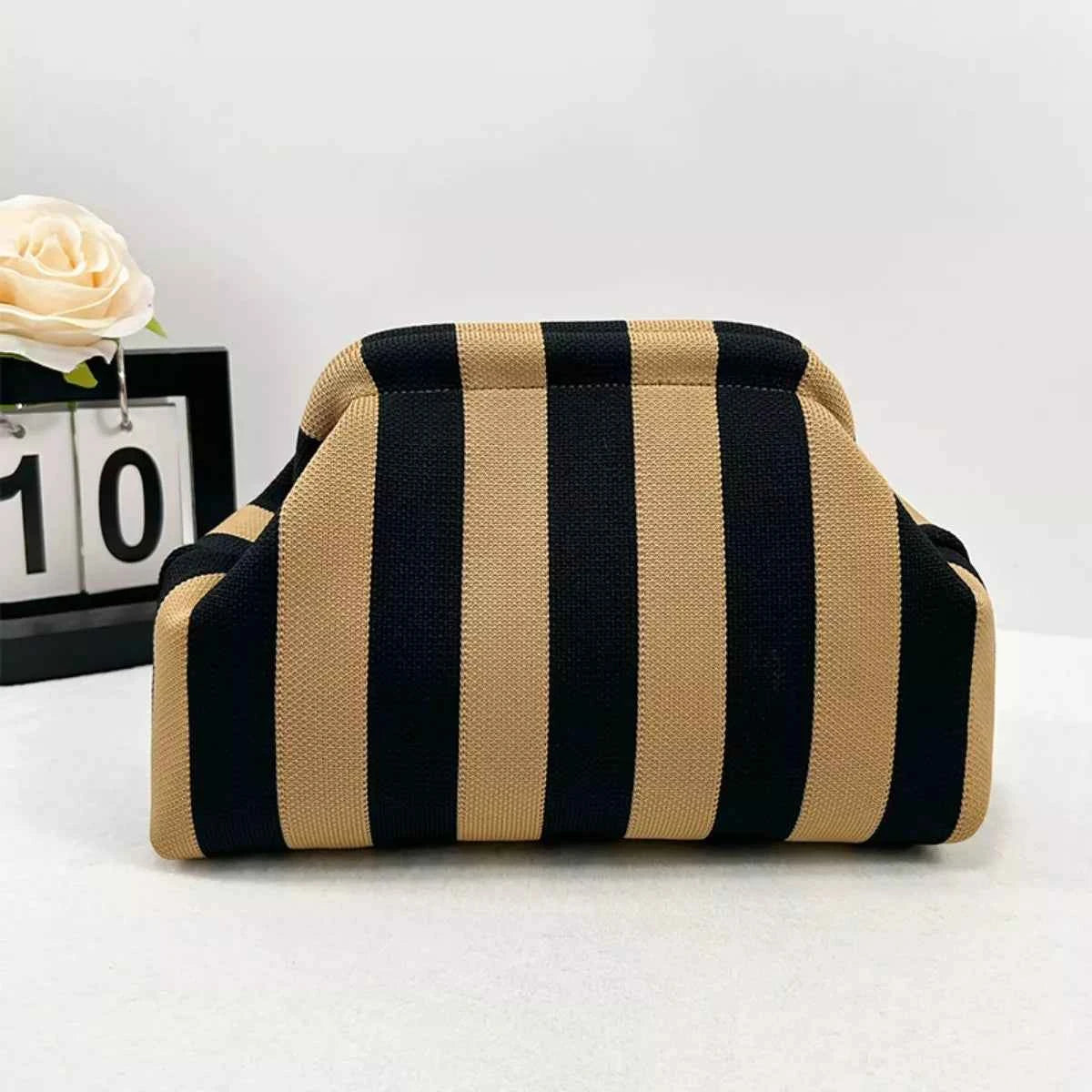 Portable Contrast Knit Clutch