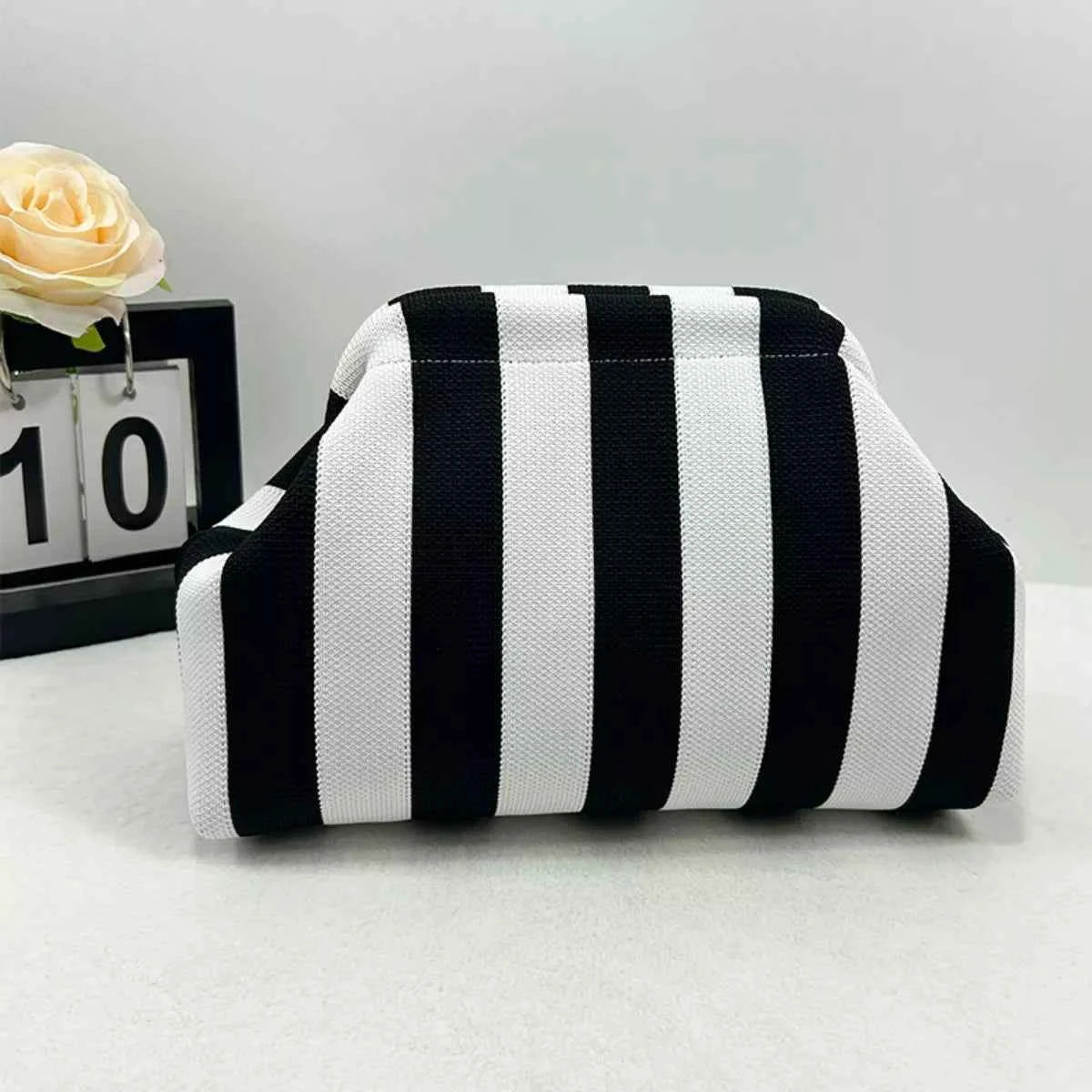 Portable Contrast Knit Clutch