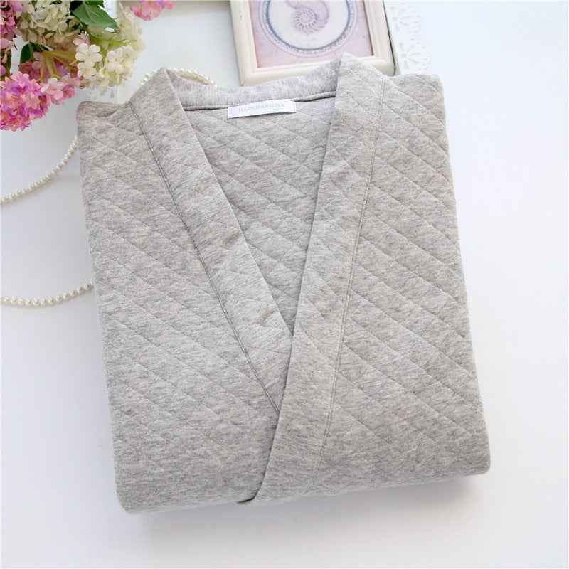 New Autumn Winter Mens Japanese-Style Pure Cotton Air-Layer Loungewear Set