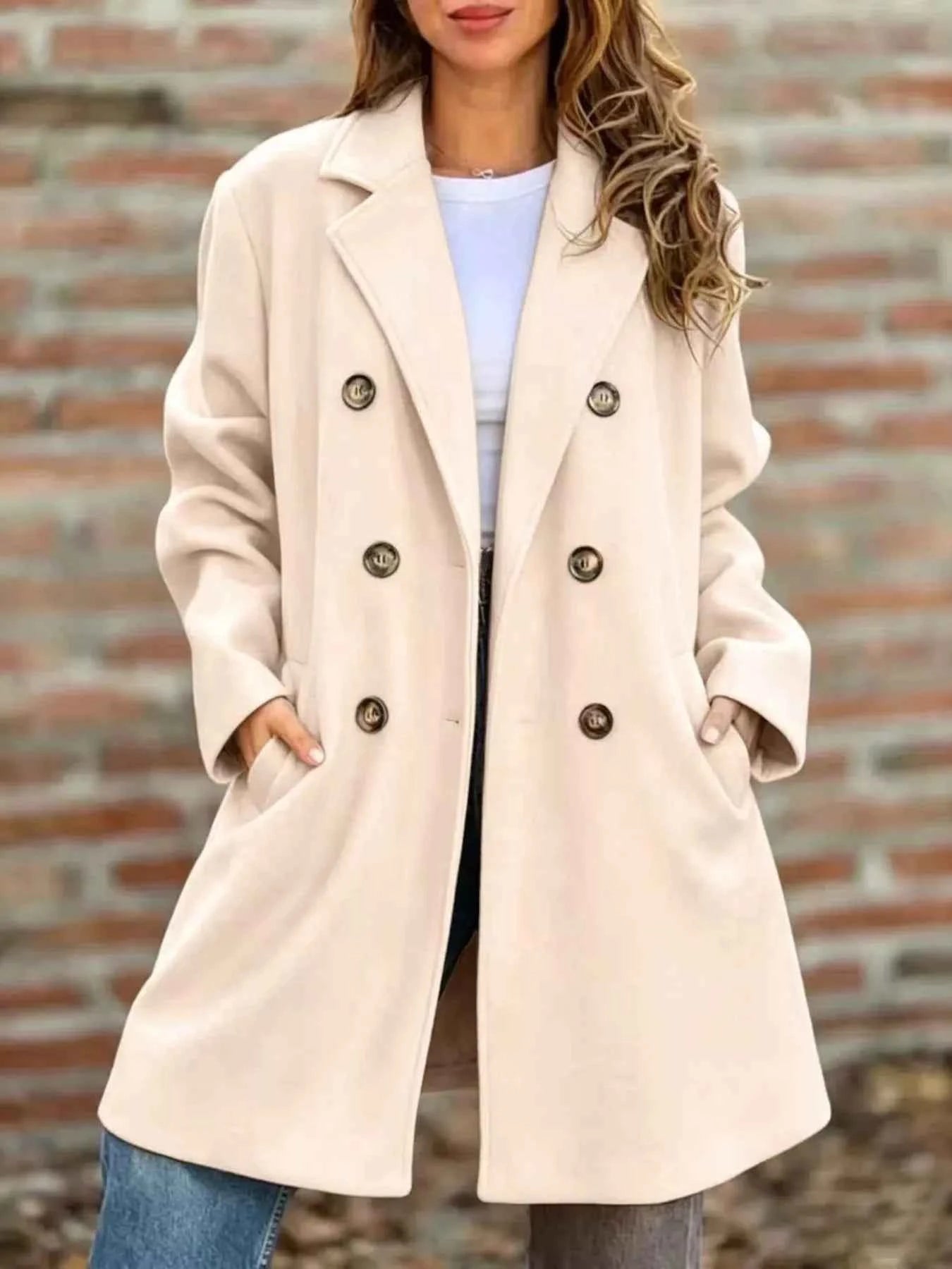 Plus Size Double-Breasted Lapel Coat