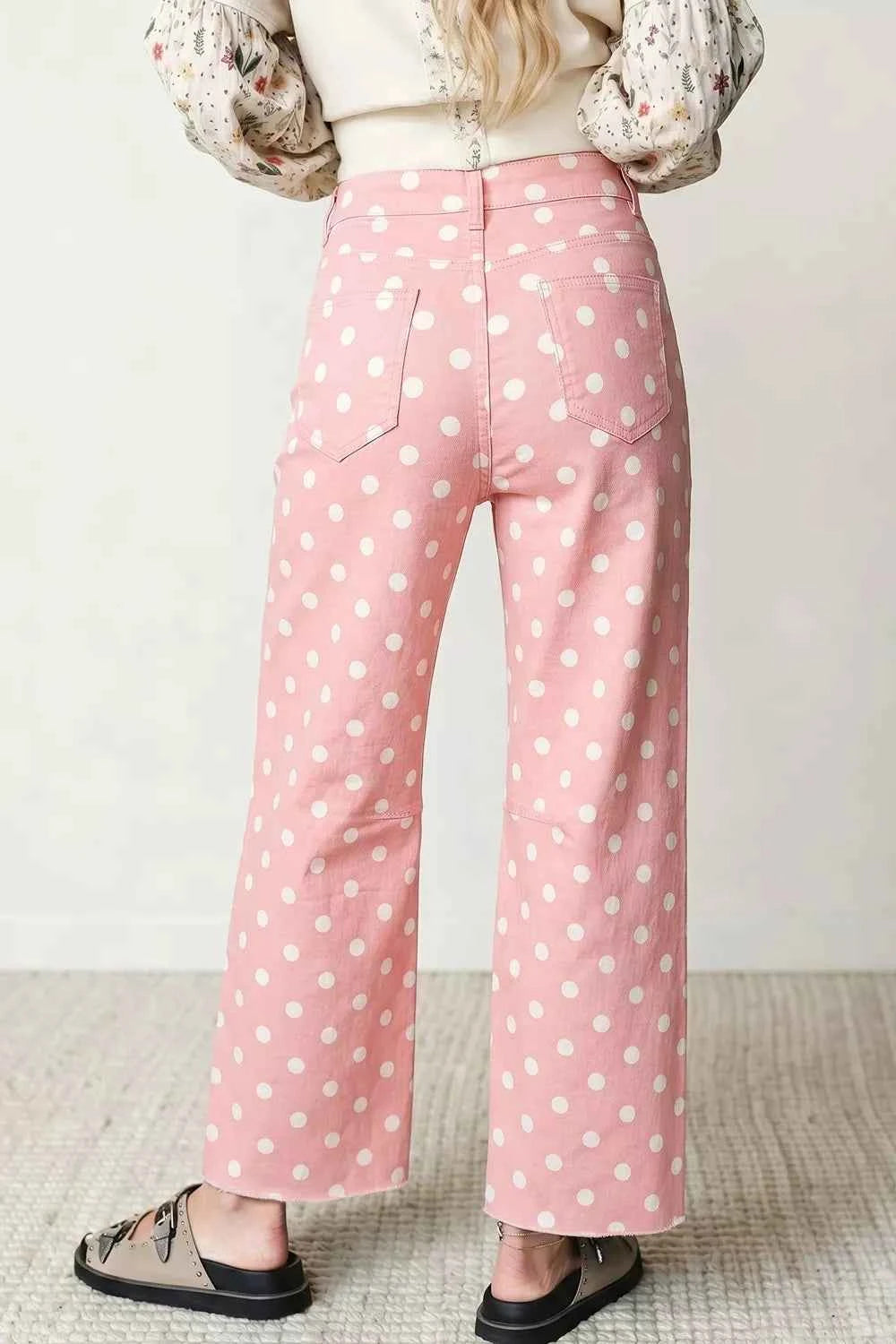 Polka Dot Wide Leg Jeans