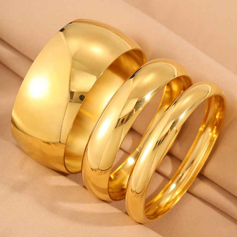 Titanium Steel Round Bangle Bracelet