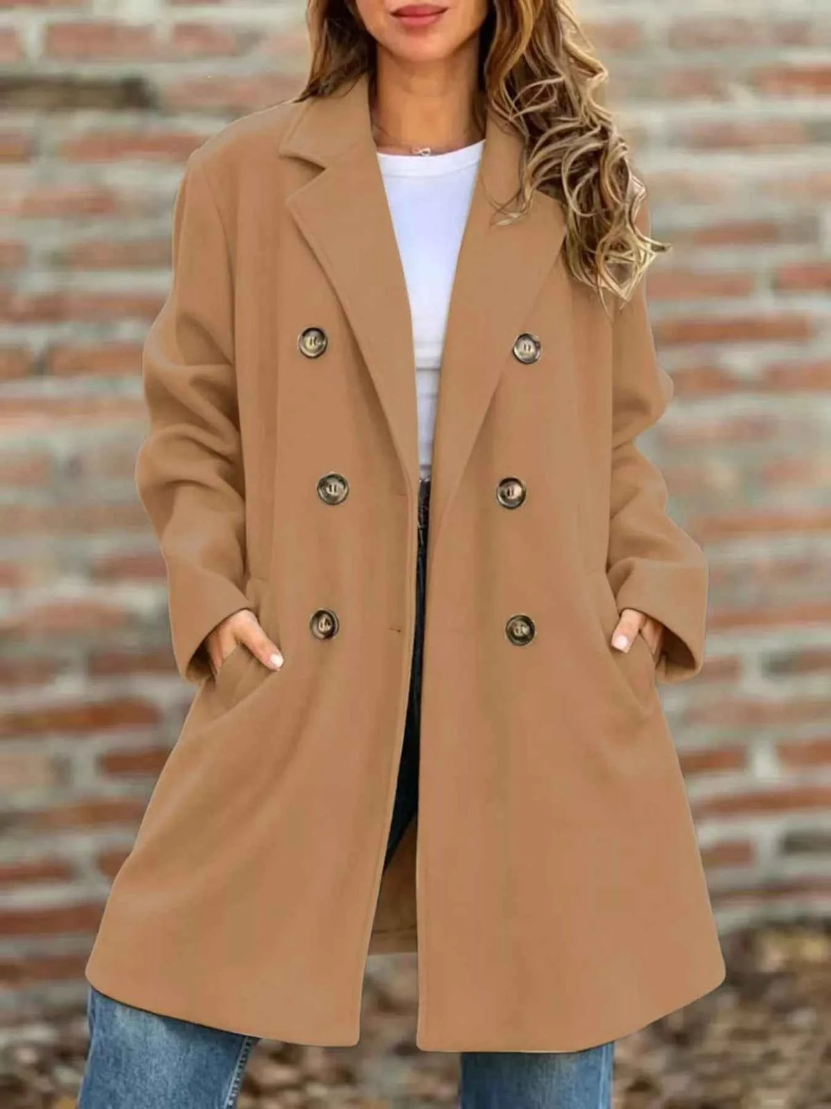 Plus Size Double-Breasted Lapel Coat