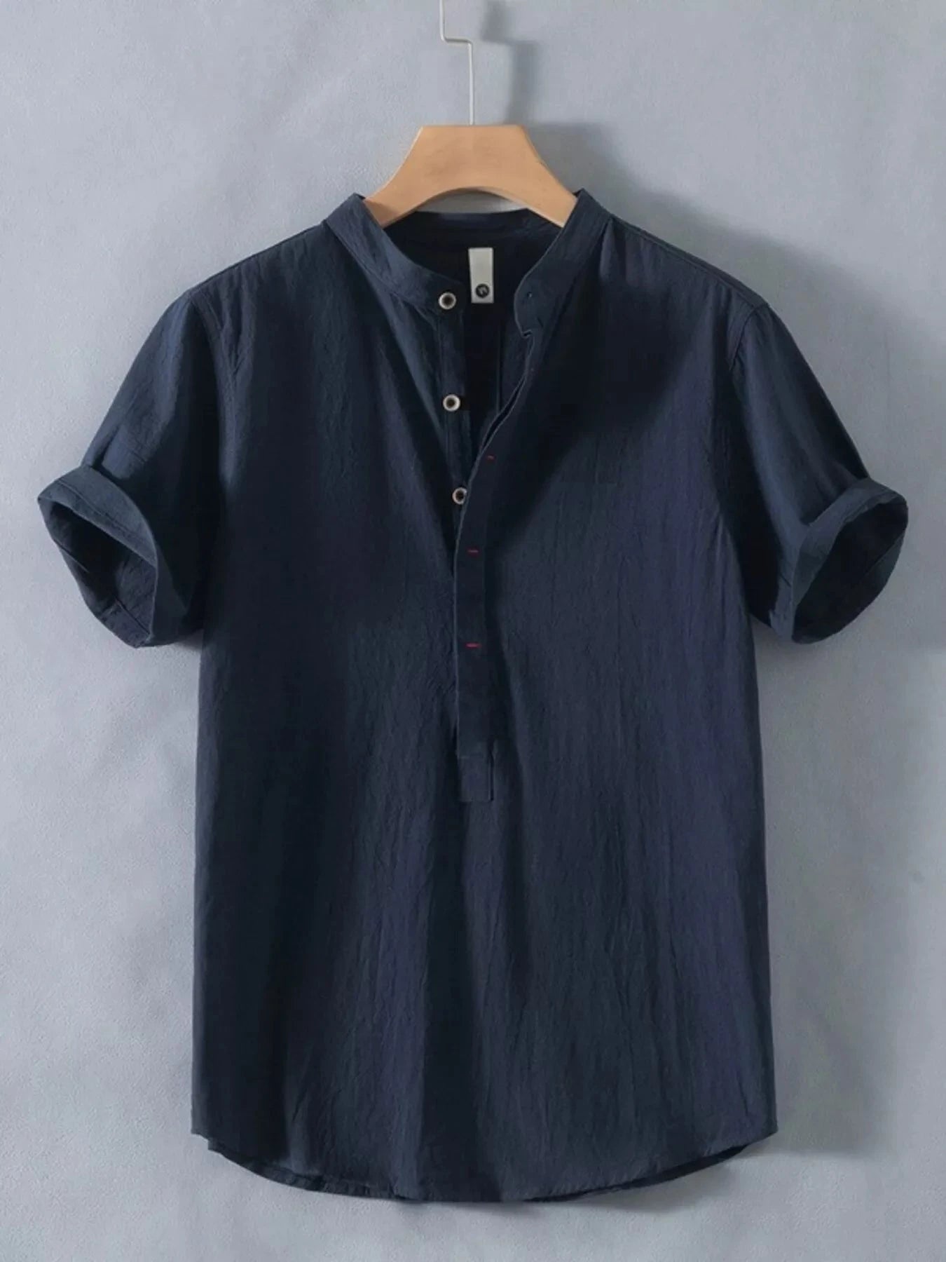 Men's Plus Size Button Detail Short Sleeve Shirt