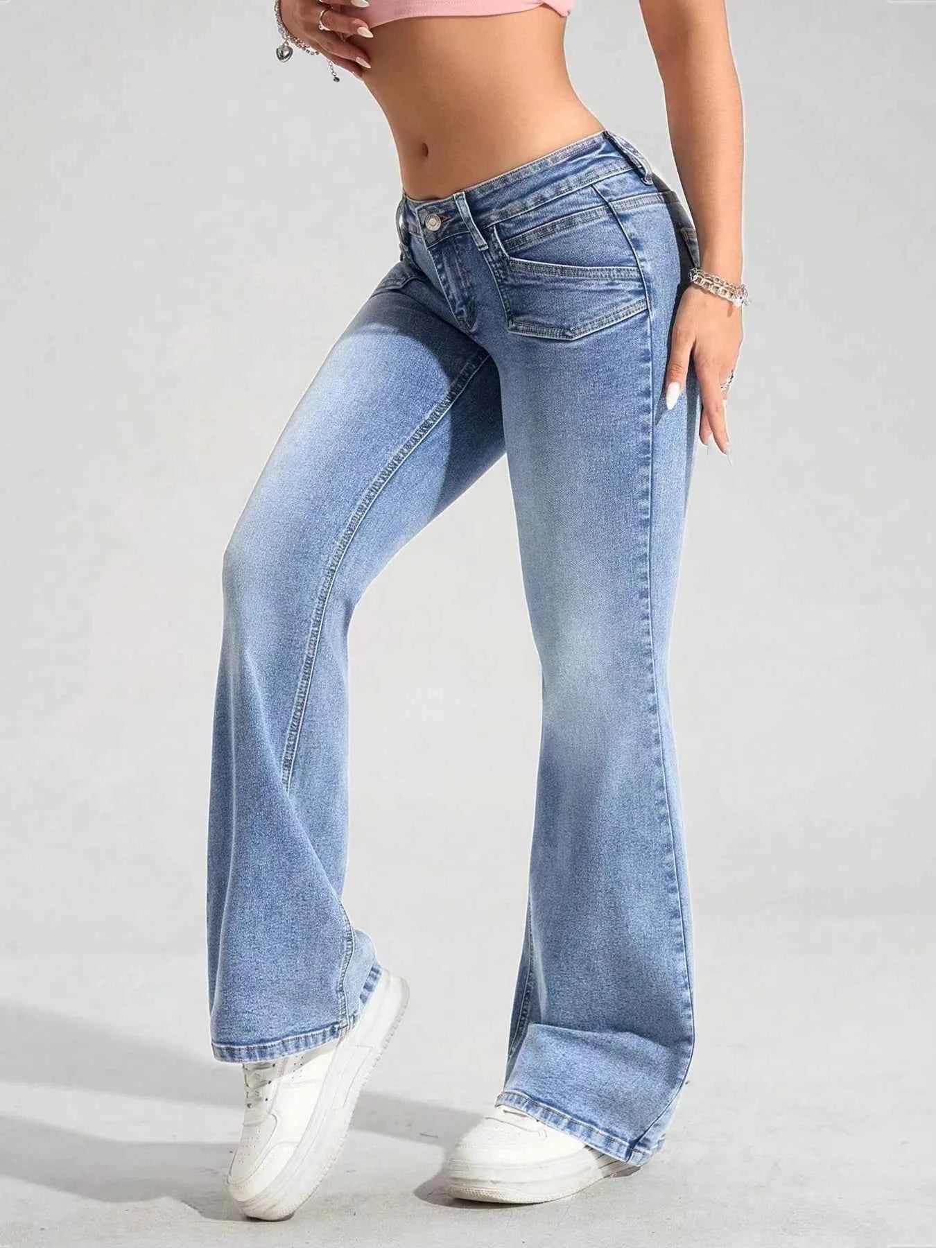 Washed Flare Leg Jeans