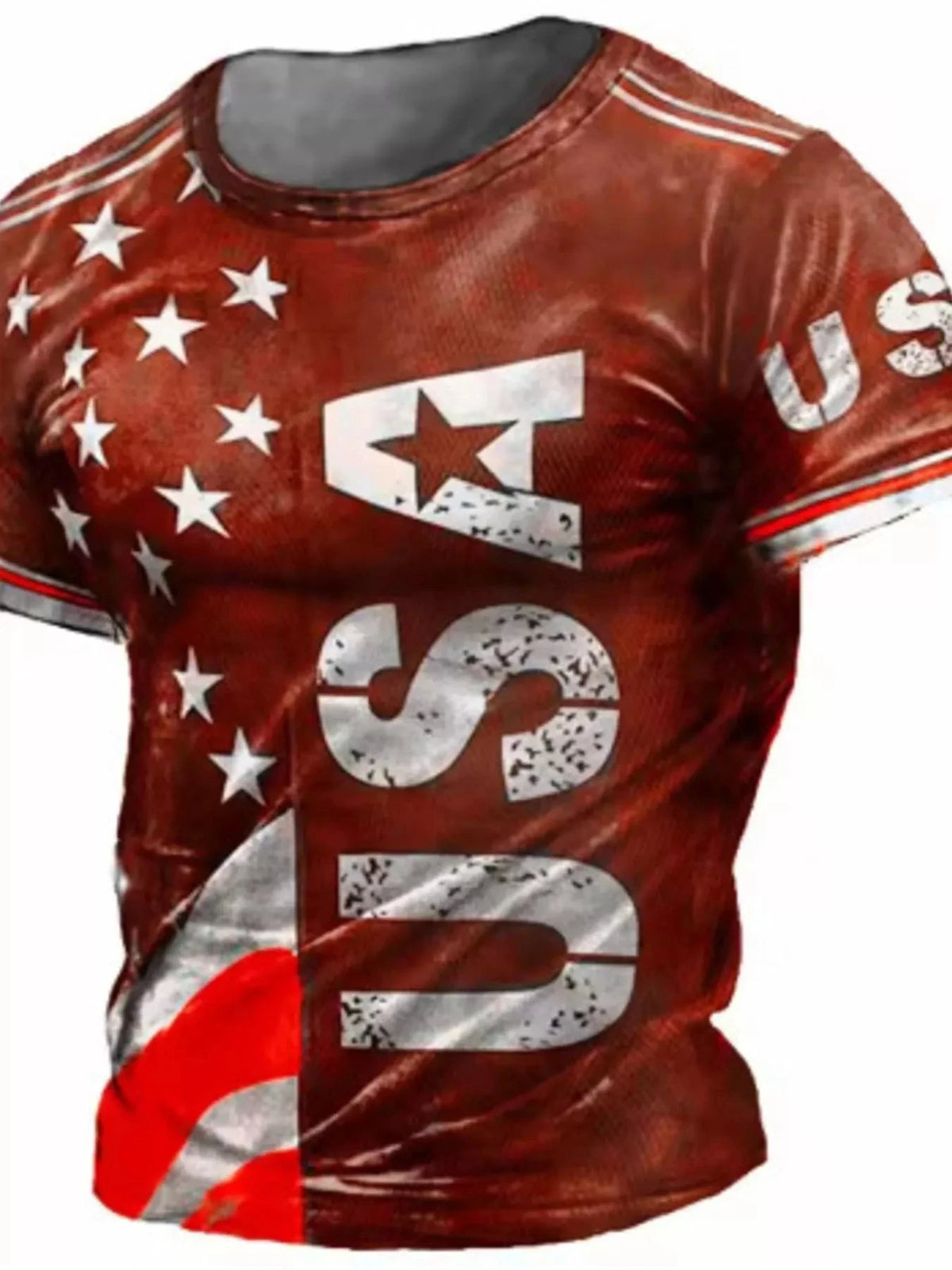 Men's Full Size USA Flag Print T-Shirt Plus Size