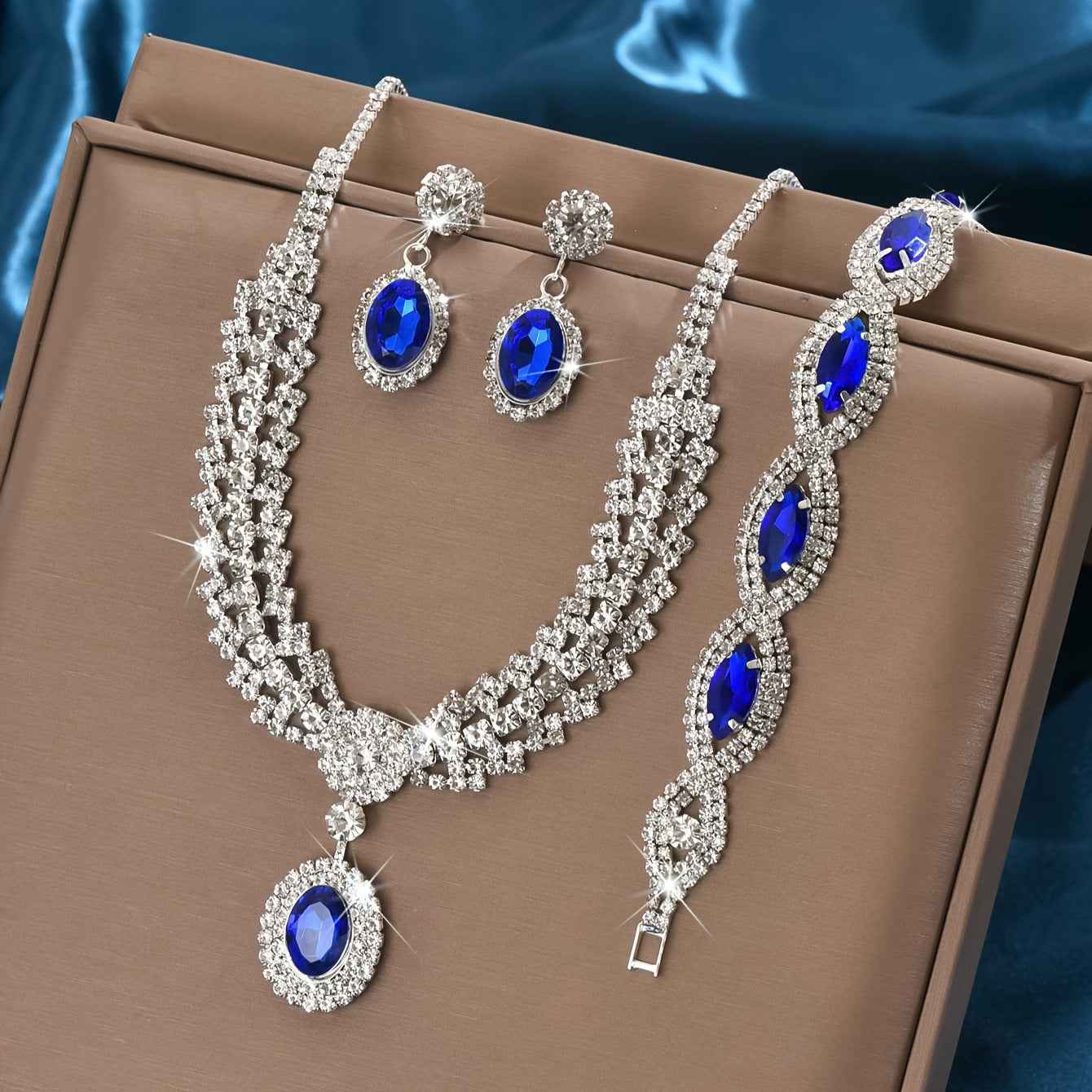 Elegant Sapphire Four-Piece Necklace Set