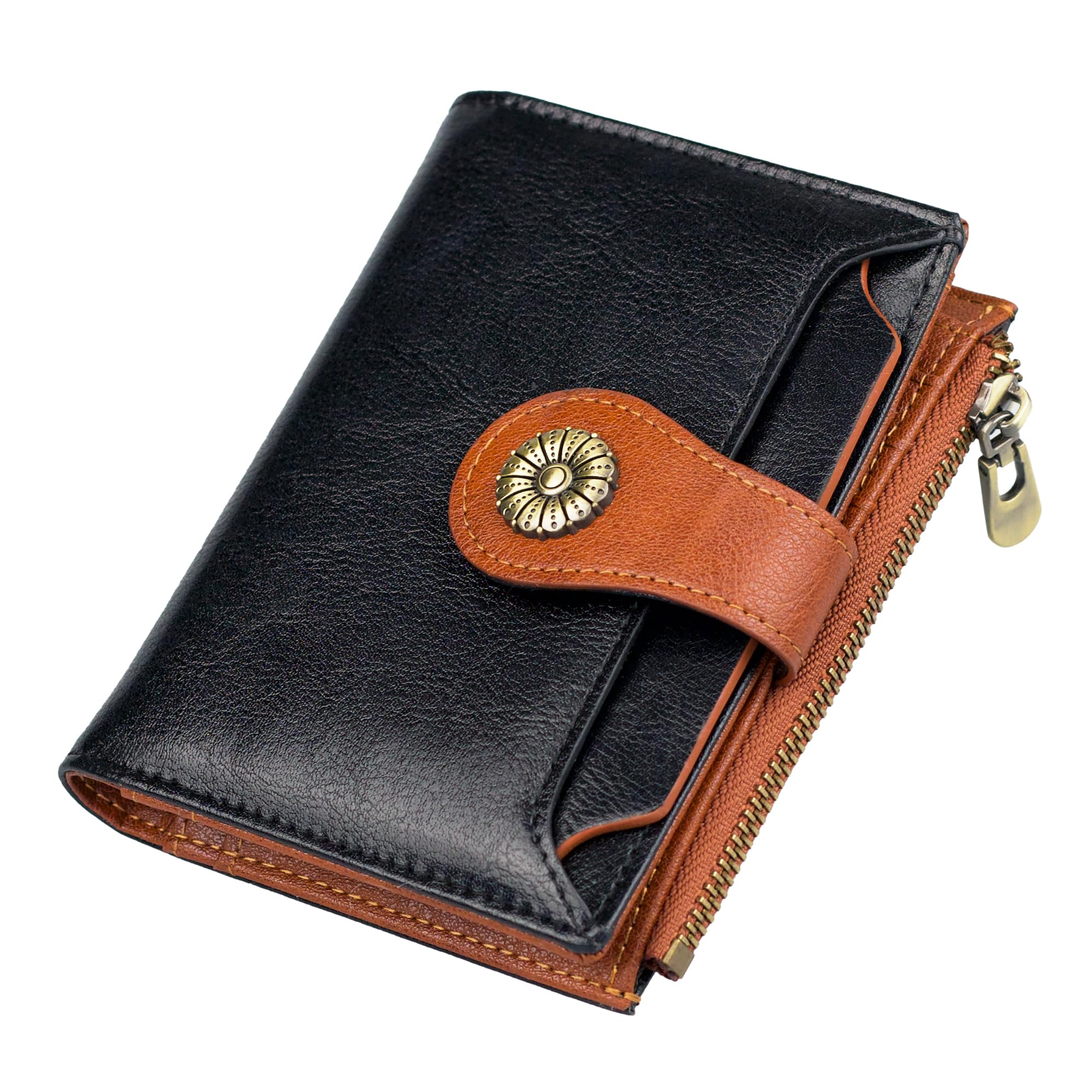 Stylish and Secure RFID Blocking Leather Wallet for Women - Compact Bifold with Zipper Coin Pocket - Amaryllisstores