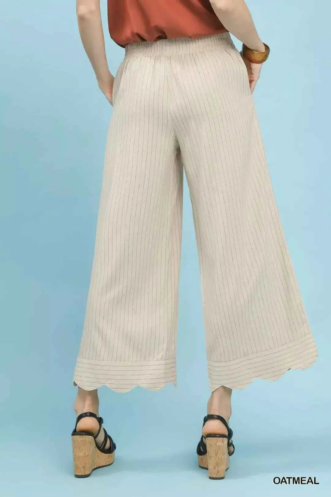 Umgee Pinstripe Wide Leg Pants
