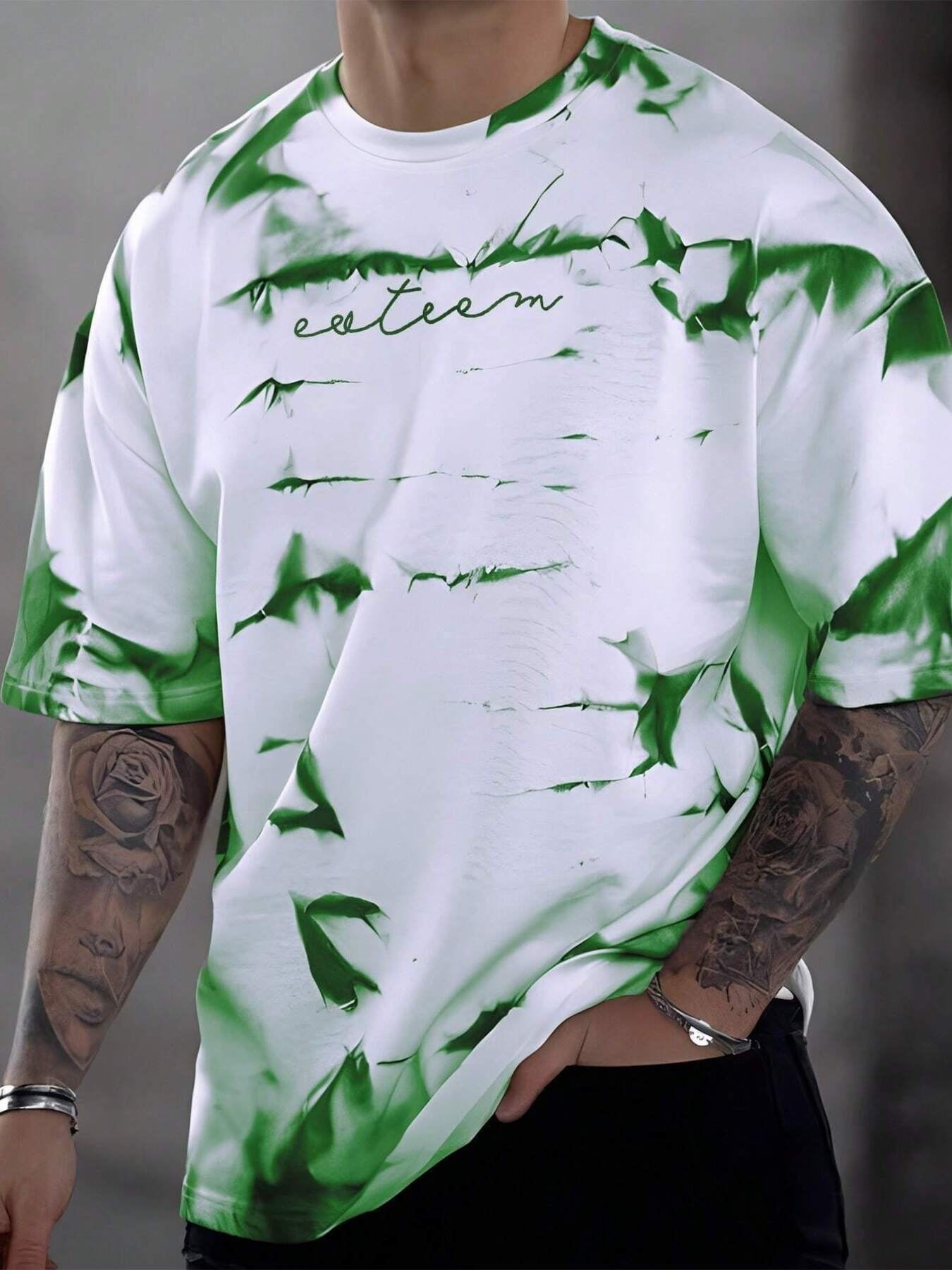 Men's Full Size Tie-Dye Round Neck T-Shirt Plus Size