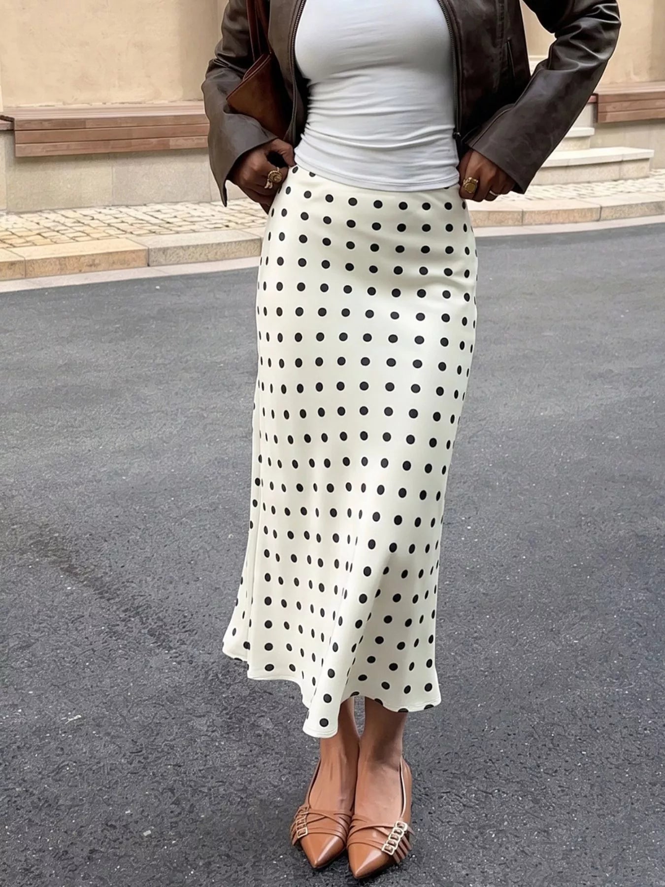 Polka Dot Midi Skirt. Polka Dot Midi Skirt