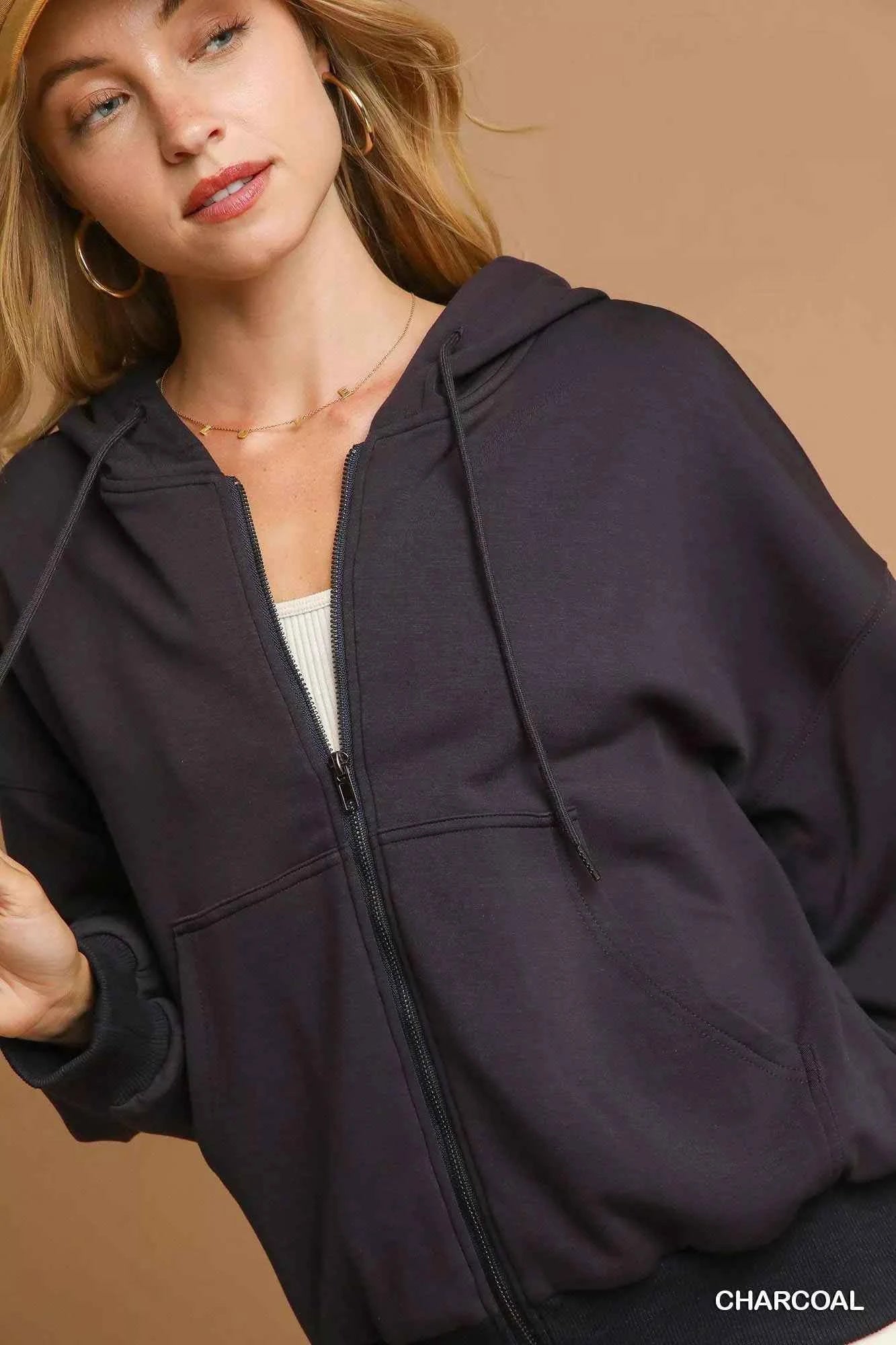 Umgee Zip-Up Fleece Hooded Jacket
