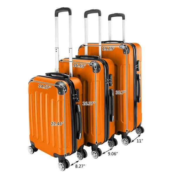 3-in-1 Portable ABS Trolley Case 20inch 24inch 28inch Orange