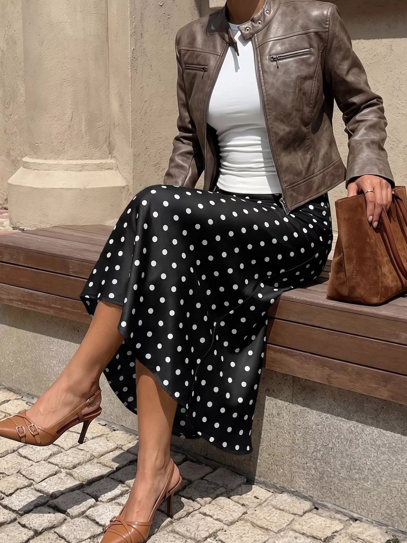 Polka Dot Midi Skirt. Polka Dot Midi Skirt