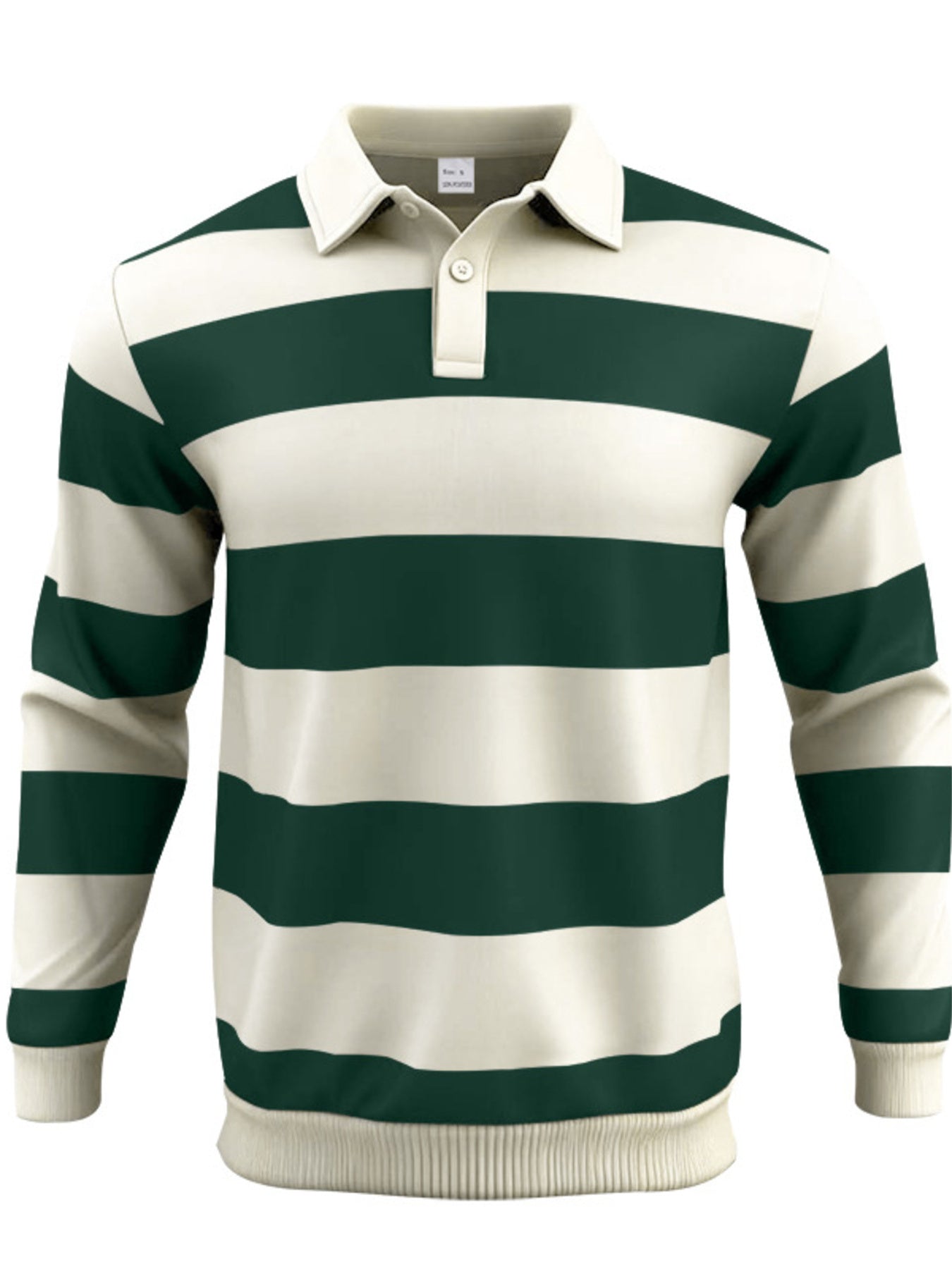 Men's Full Size Classic Striped Long-Sleeve Polo Plus Size