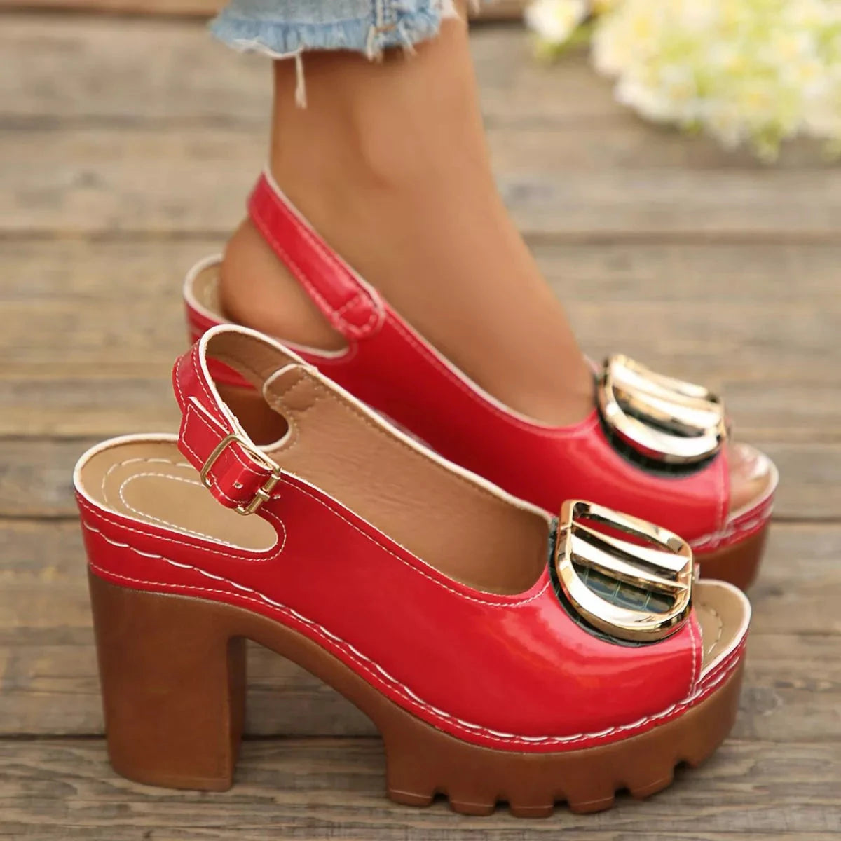 Open Toe Block Heels Sandals