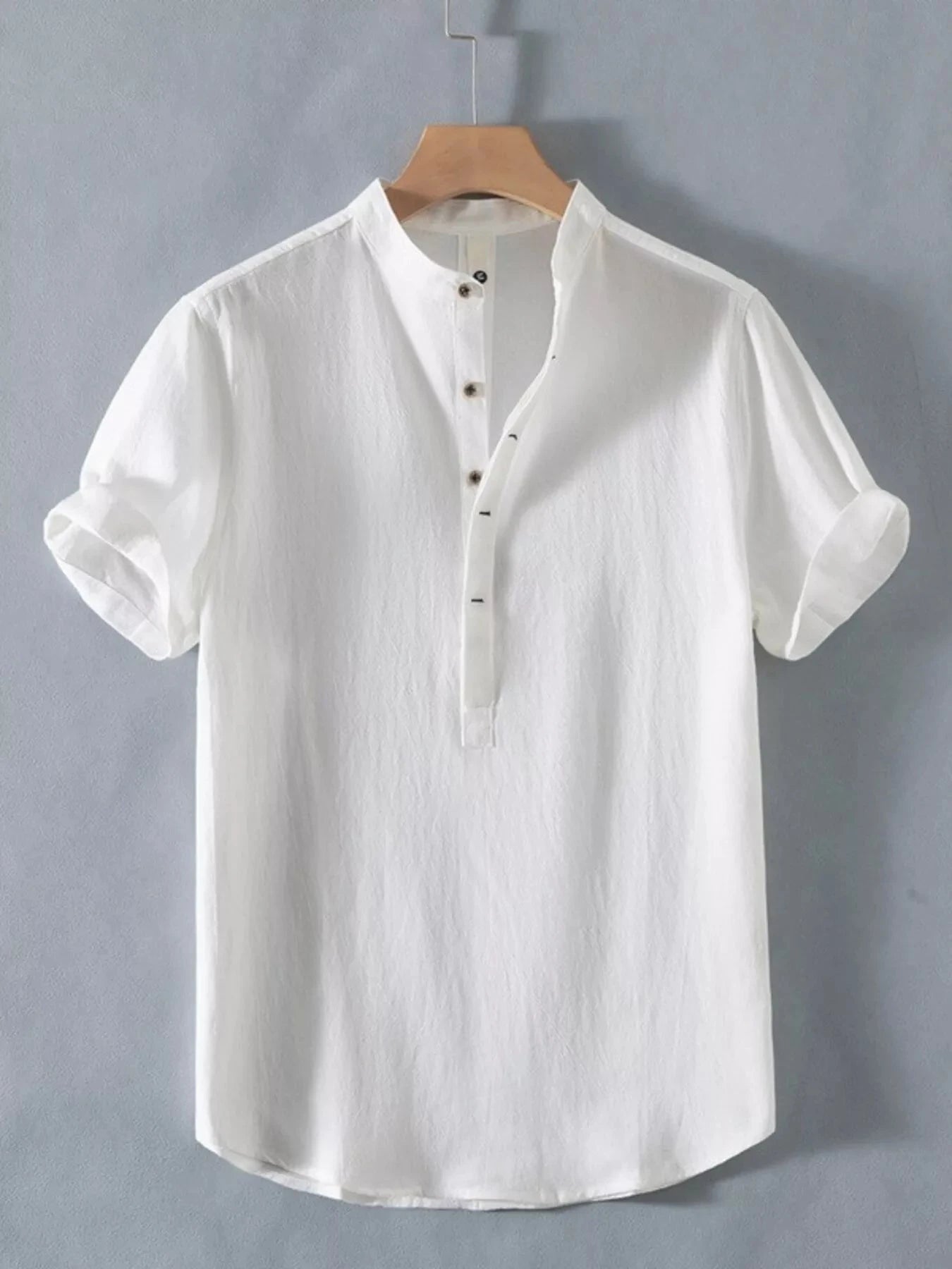 Men's Plus Size Button Detail Short Sleeve Shirt