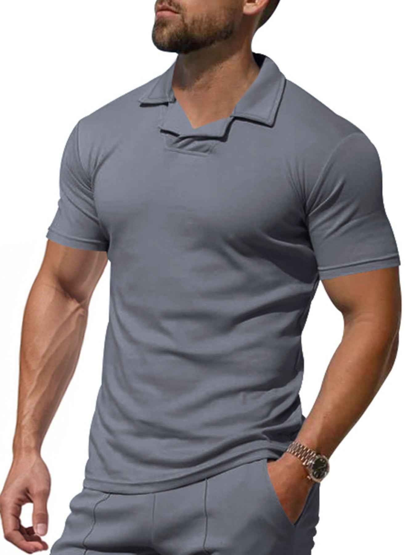 Men's Full Size Casual Short Sleeve Polo Plus Size