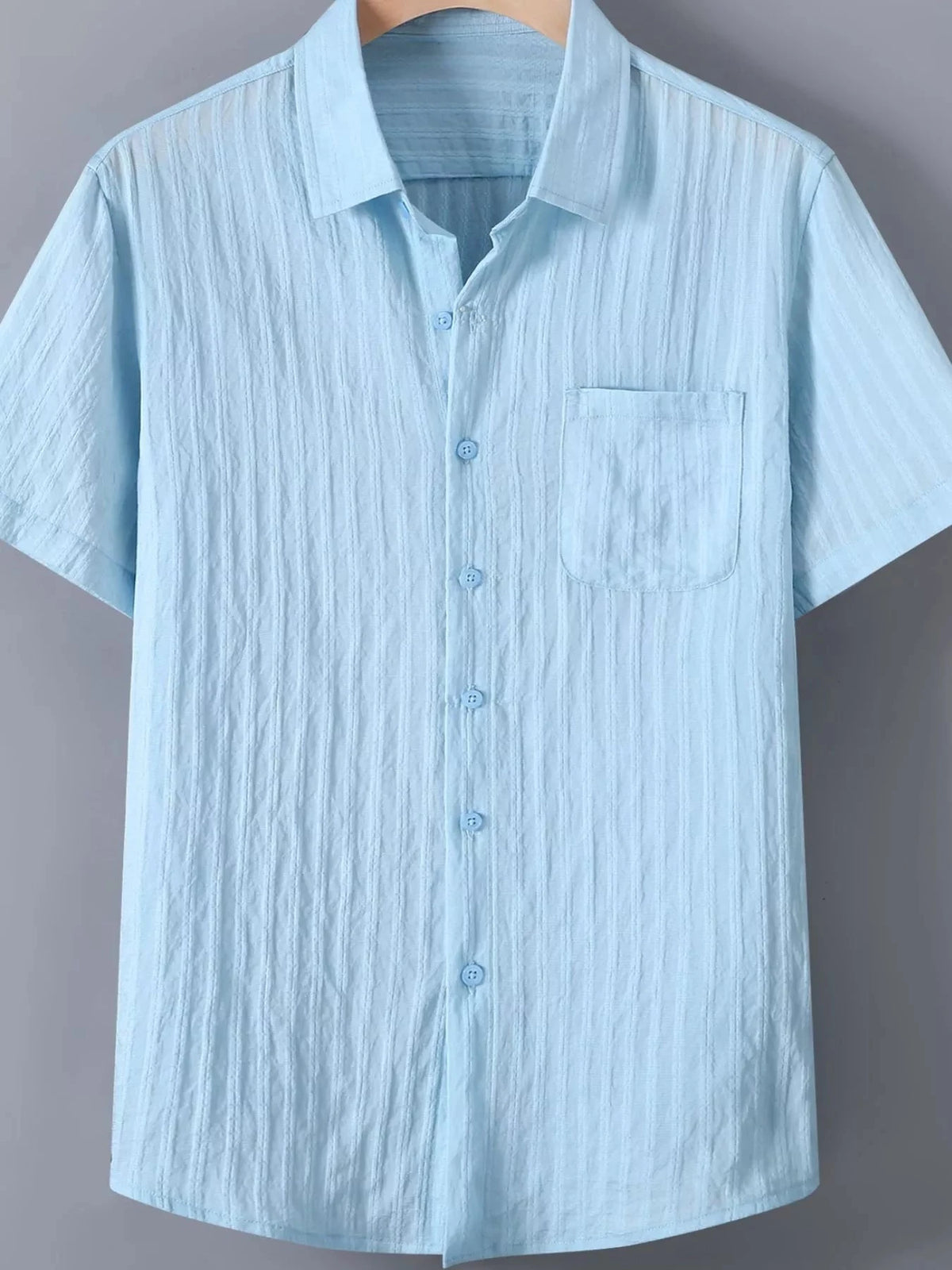 Men's Plus Size Textured Button Up Short-Sleeve Shirt