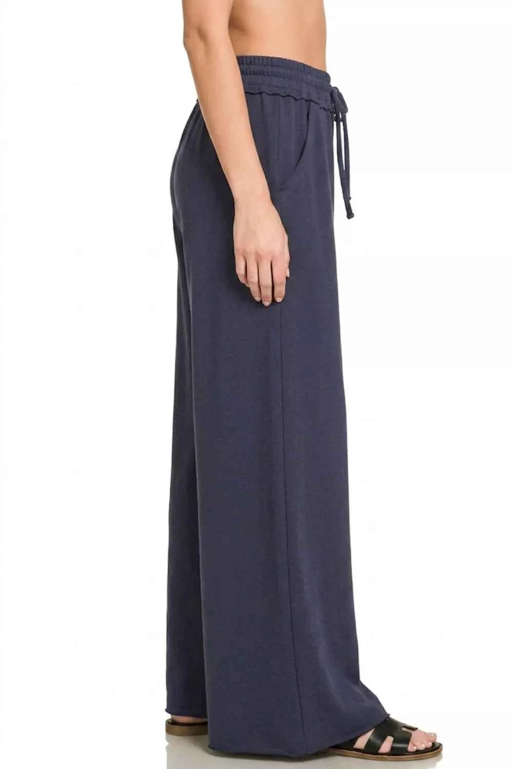 Zenana Drawstring French Terry Wide Leg Sweatpants