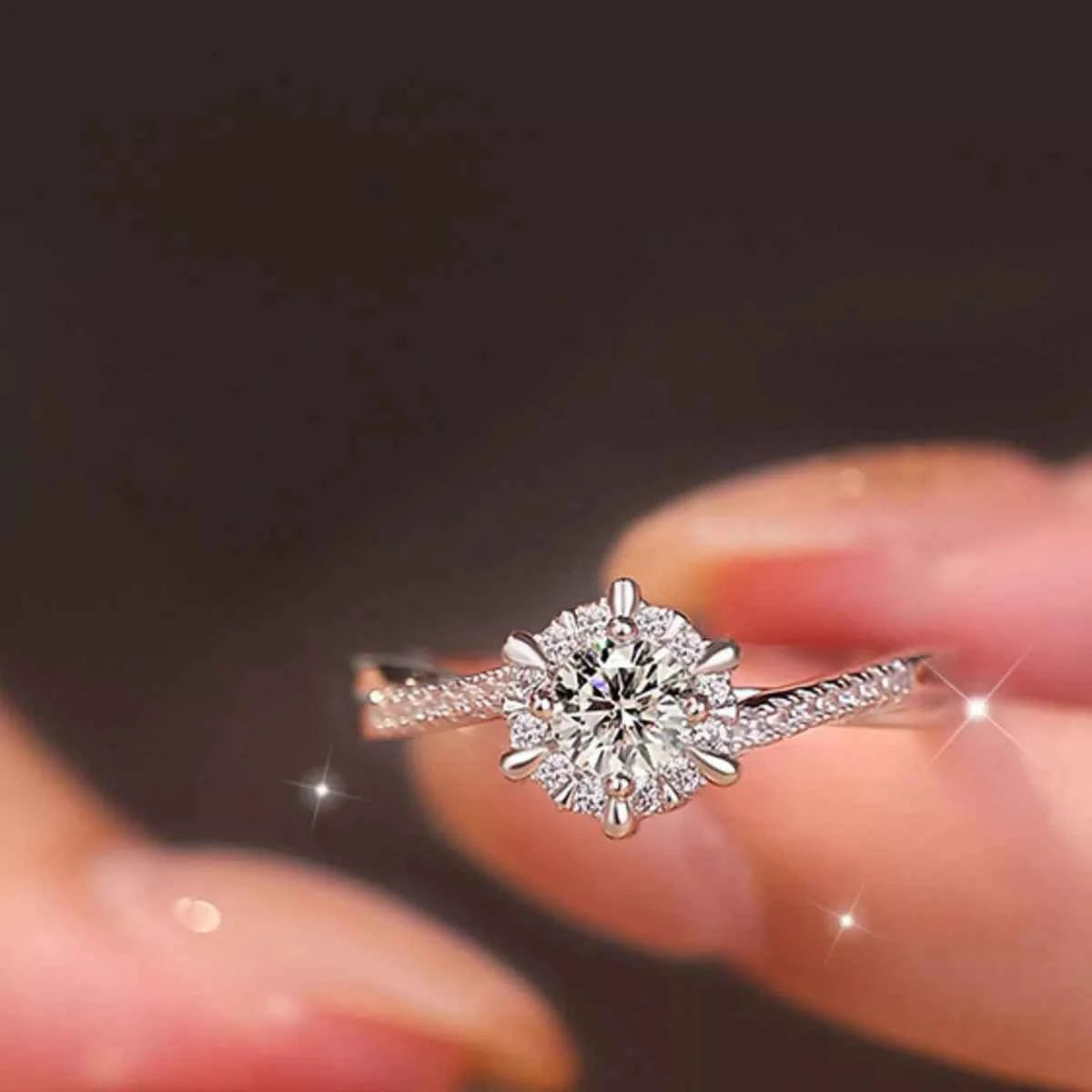 2 Piece Moissanite 925 Sterling Silver Ring