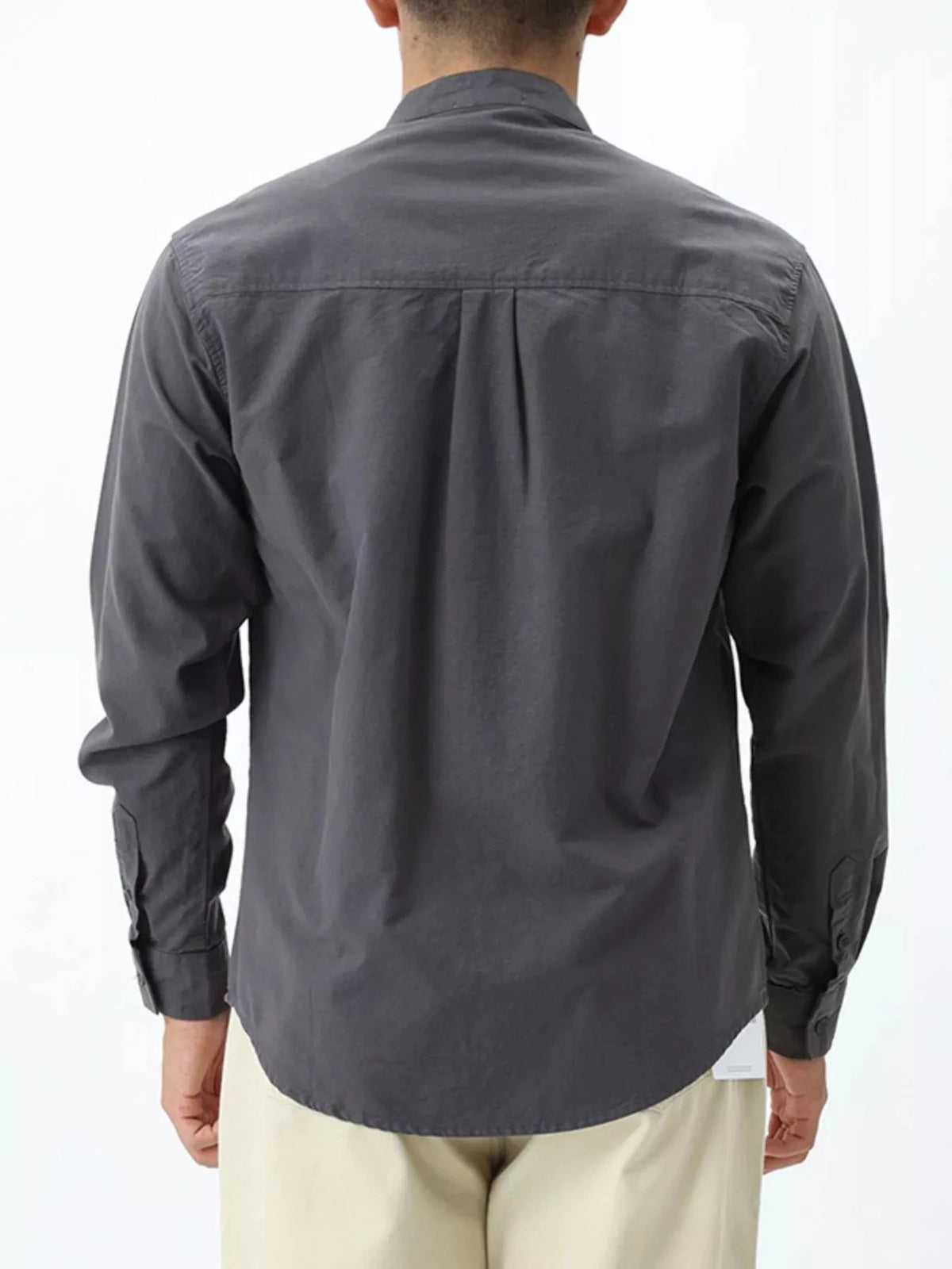 Men's Plus Size Casual Long Sleeve Shirt with Double Chest Pockets