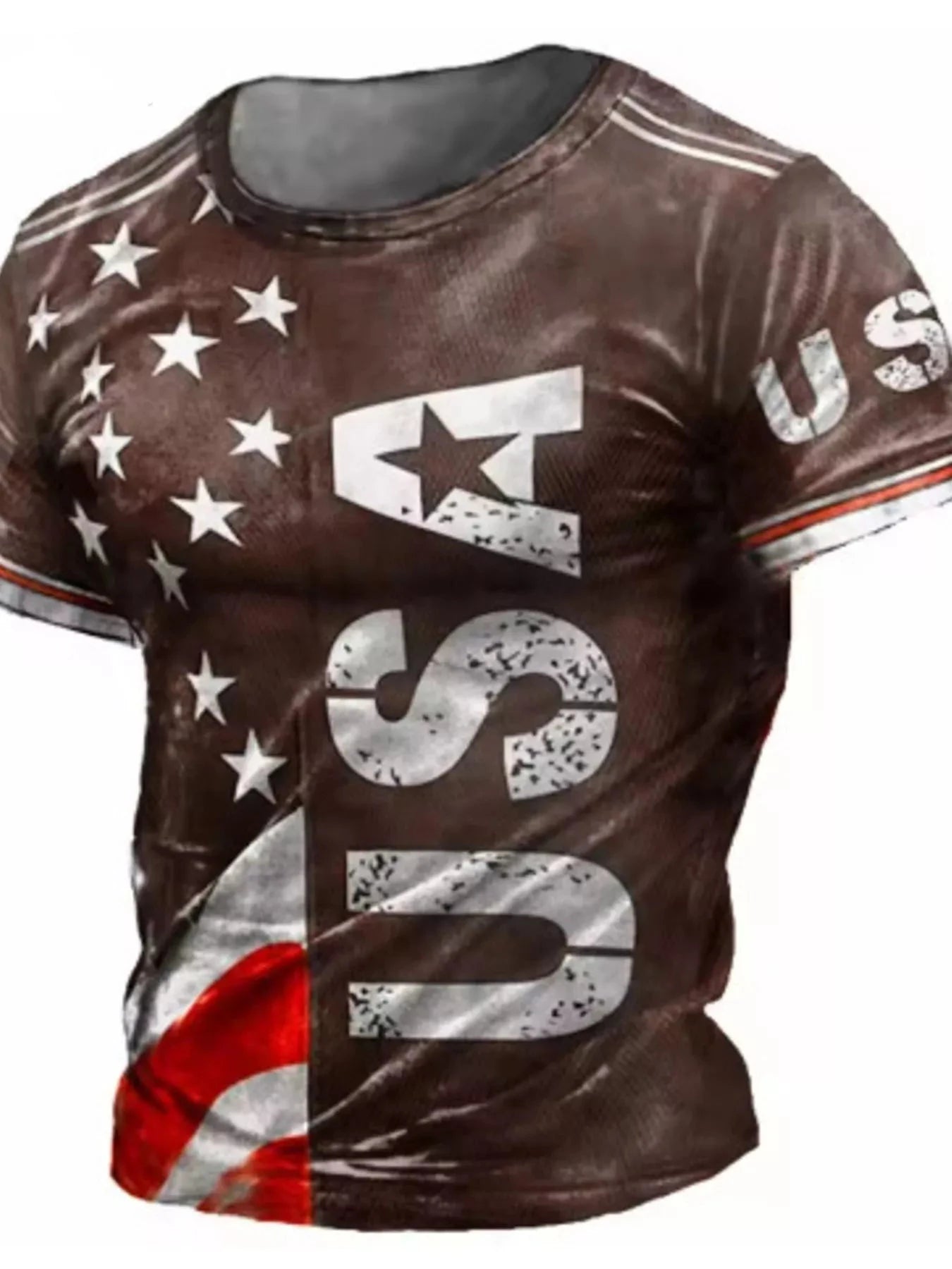 Men's Full Size USA Flag Print T-Shirt Plus Size